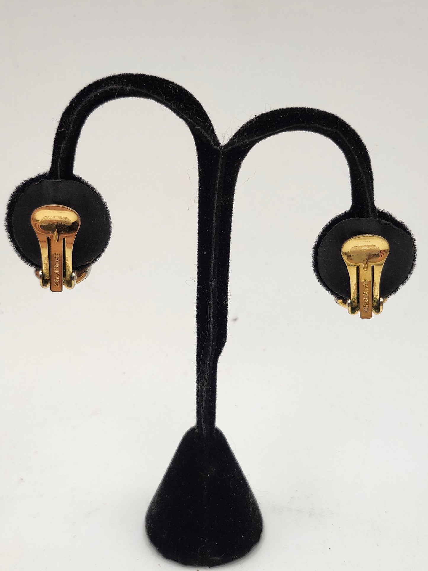 -Christian Dior- 1980s Chunky Gold "X" Clip On Earrings