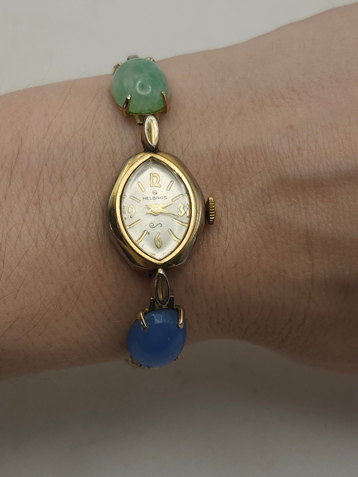 ~10K GP~ Helbros Vintage Ladies Wrist Watch with Gemstone Accents