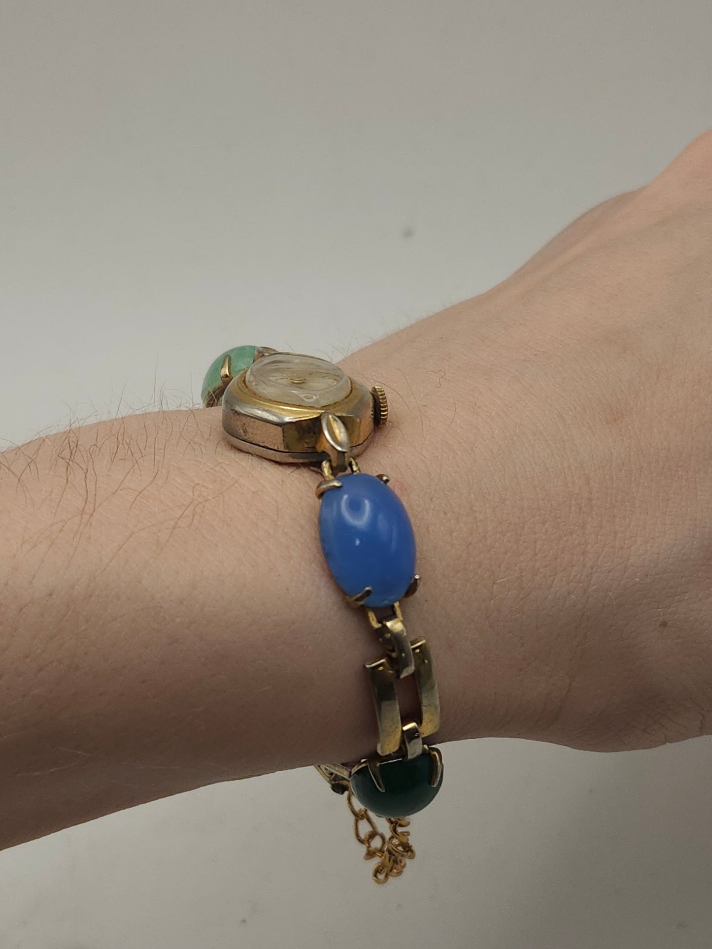 ~10K GP~ Helbros Vintage Ladies Wrist Watch with Gemstone Accents