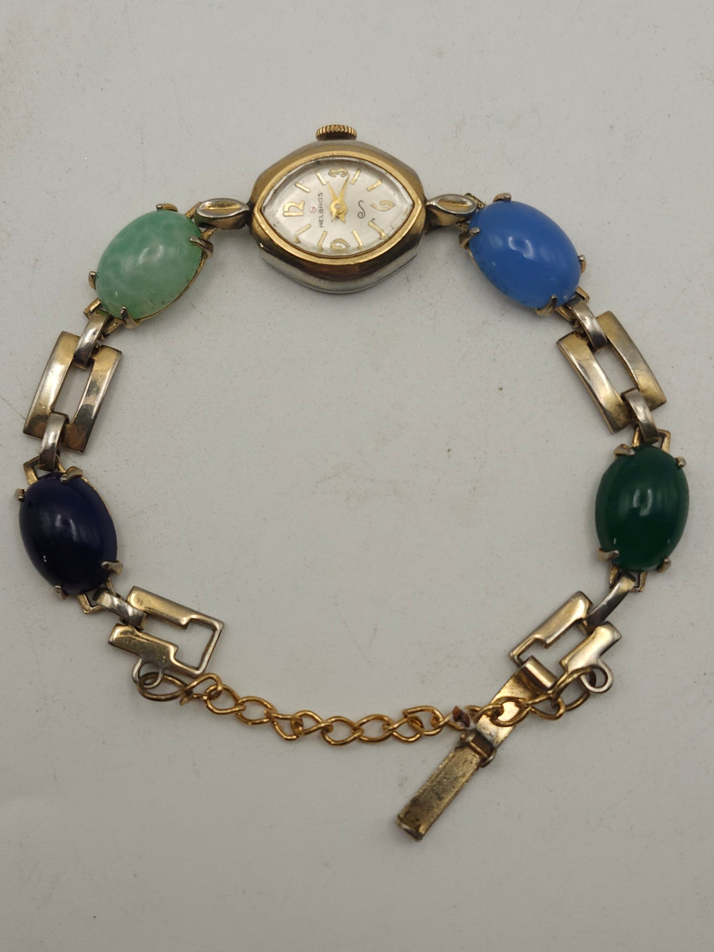 ~10K GP~ Helbros Vintage Ladies Wrist Watch with Gemstone Accents
