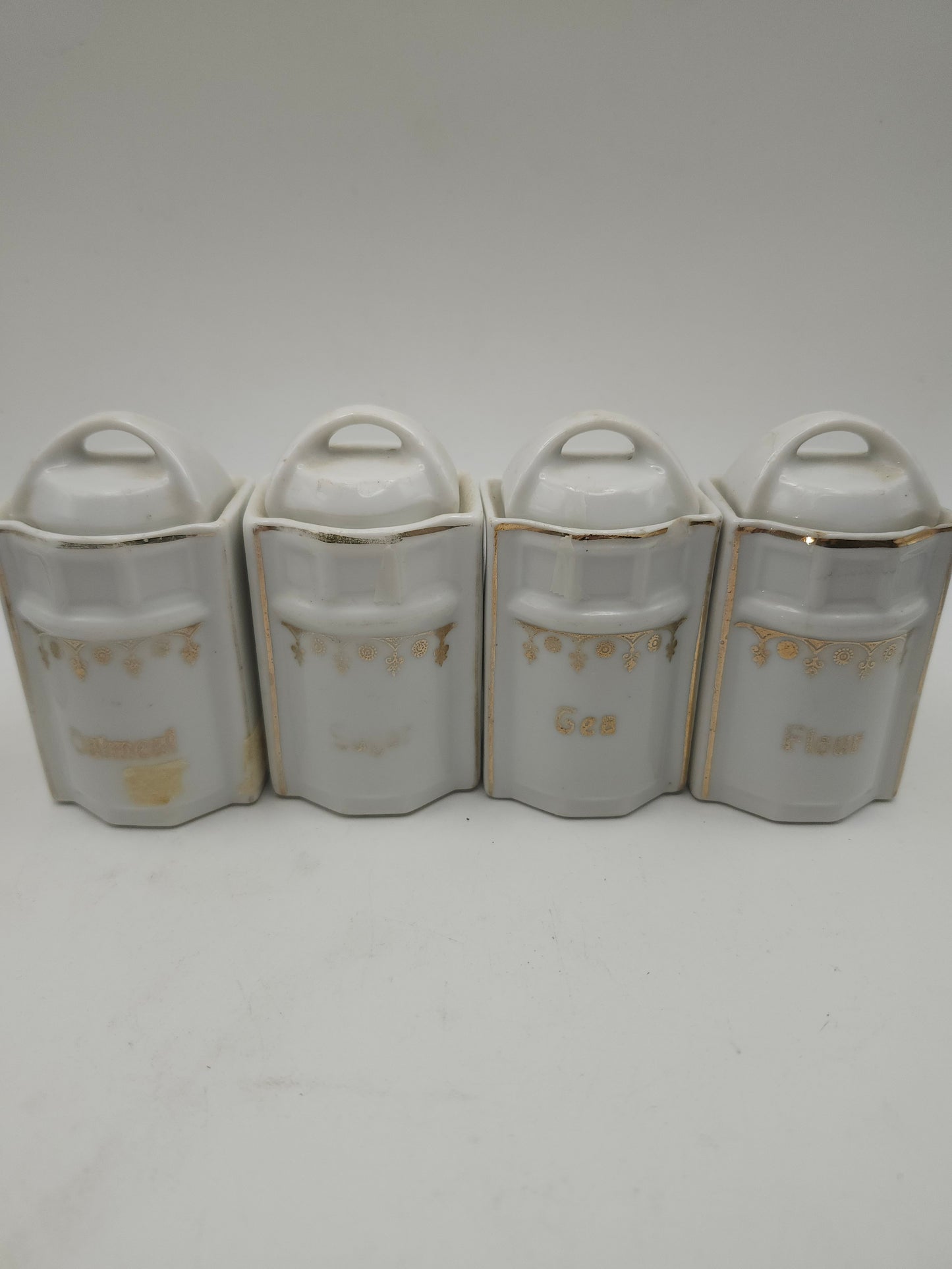 *Antique* German Lusterware Porcelain Mini Spice Jars Set of 7