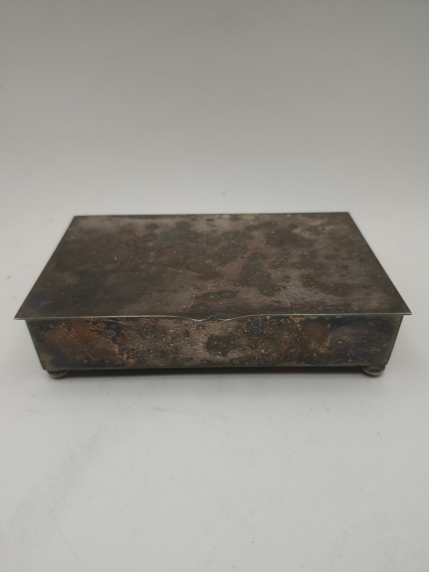 *Antique* Arts & Crafts Era Wood-Lined Silverplate Trinket / Jewelry Box