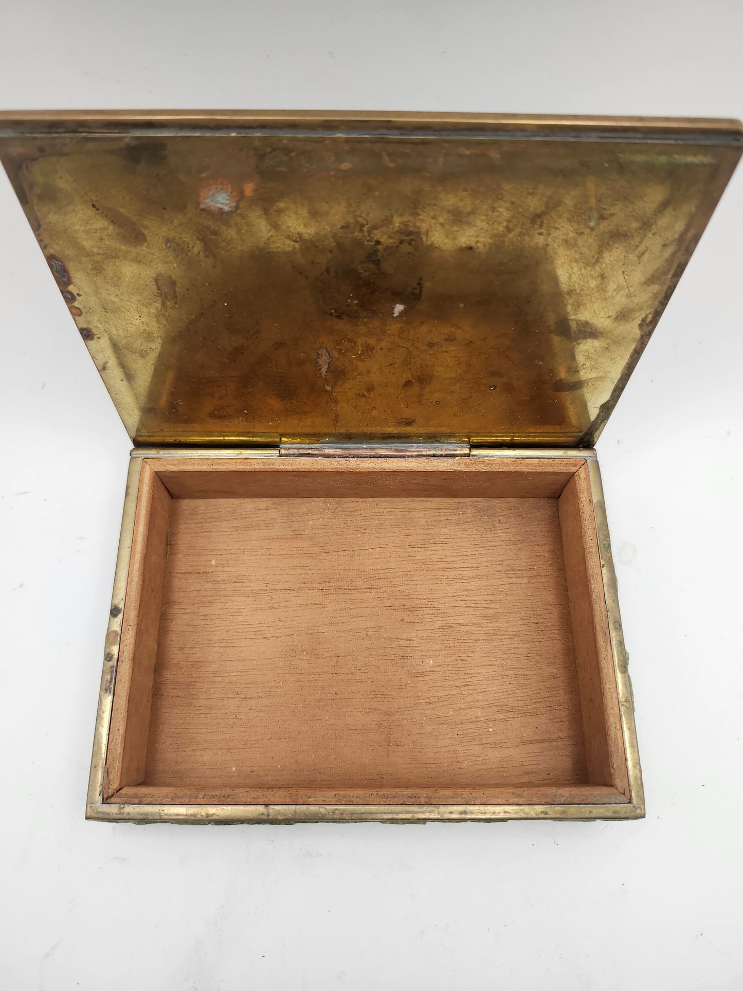 *Pepe Mendoza* Hand Made Inlaid Stone & Brass Aztec Calendar Jewelry / Trinket Box