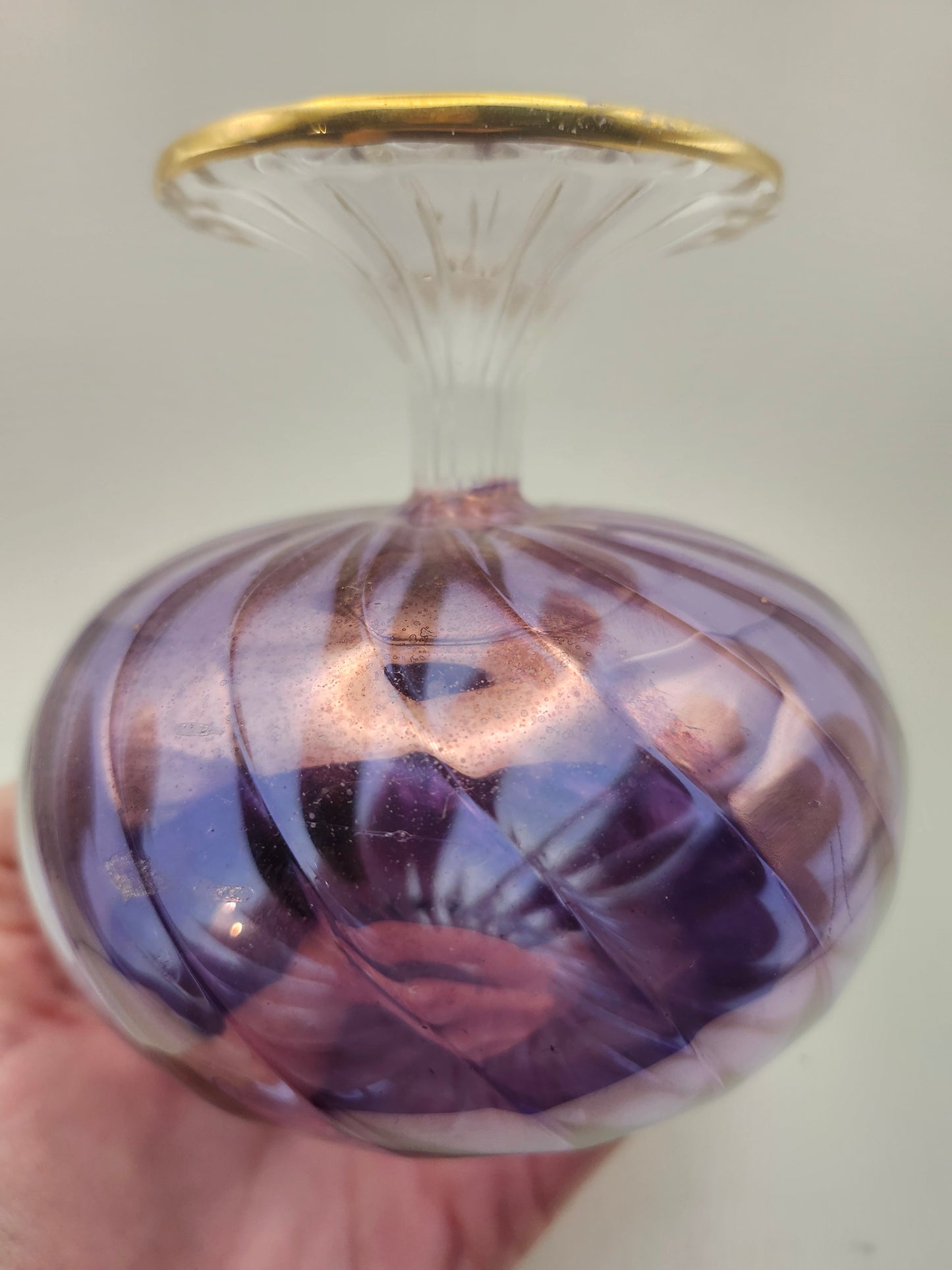 *Art Glass* MCM Gilded Oil Lamp