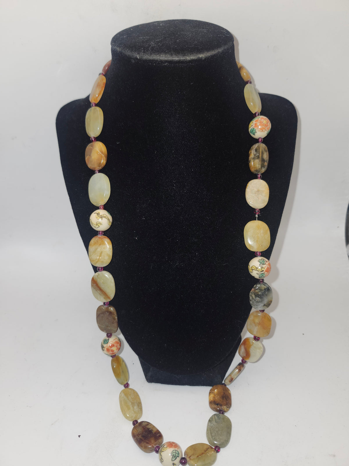 ~925~ Sterling & Polished Gemstone Beaded Statement Necklace XL