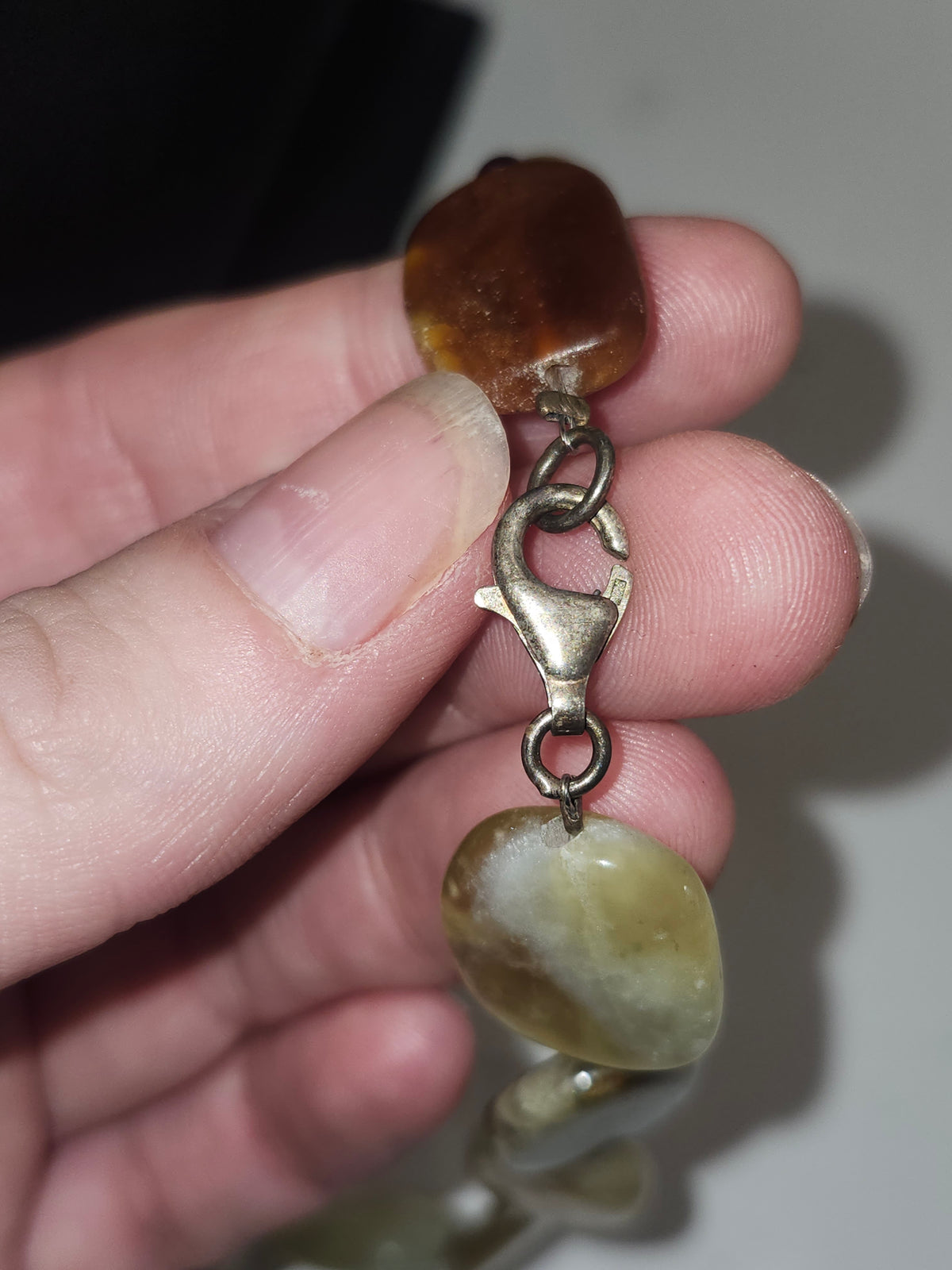 ~925~ Sterling & Polished Gemstone Beaded Statement Necklace XL