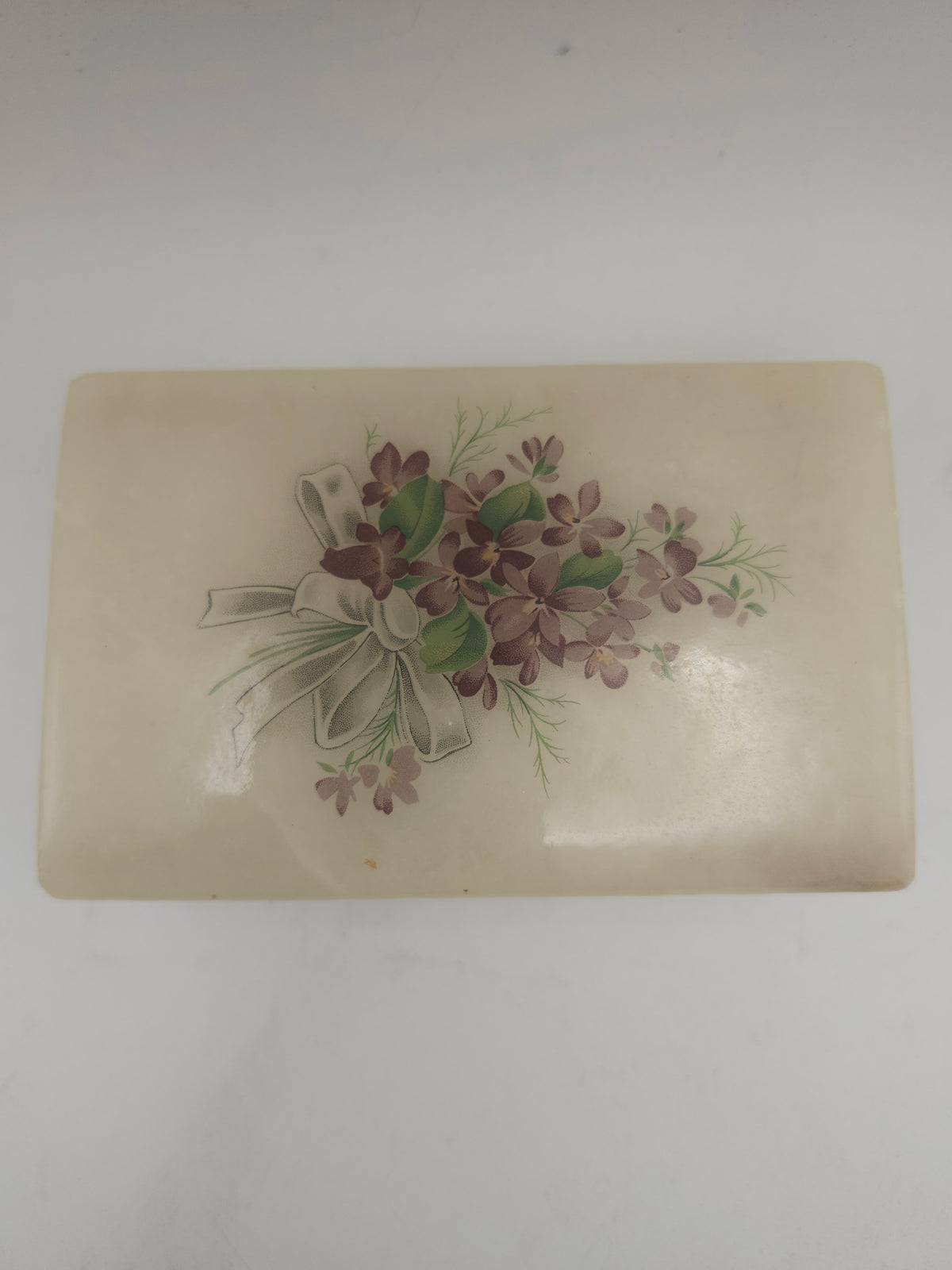 Alabaster Floral Motif Rectangular Jewelry / Trinket Box