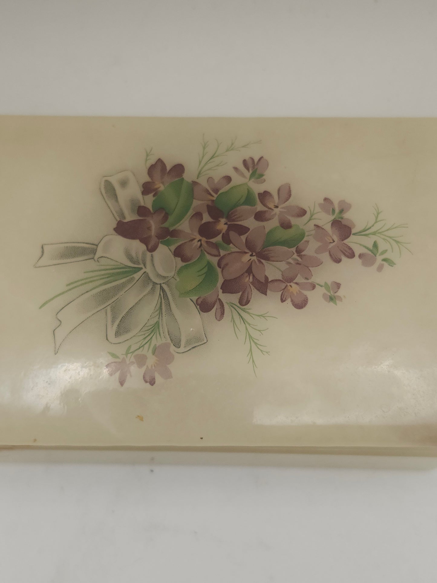 Alabaster Floral Motif Rectangular Jewelry / Trinket Box