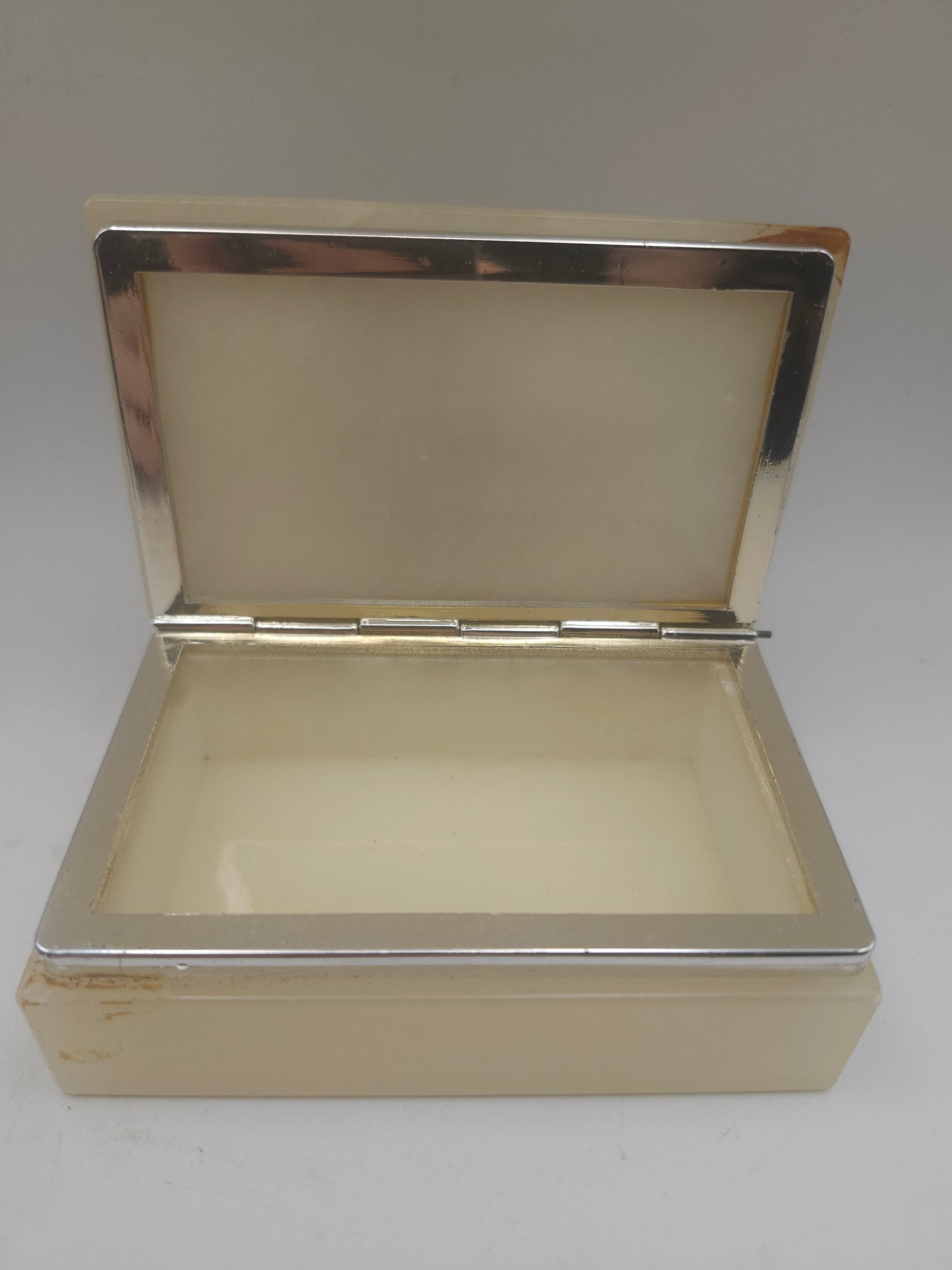 Alabaster Floral Motif Rectangular Jewelry / Trinket Box