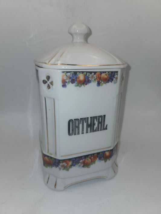 Czech Porcelain "Oatmeal" Farmhouse Cannister