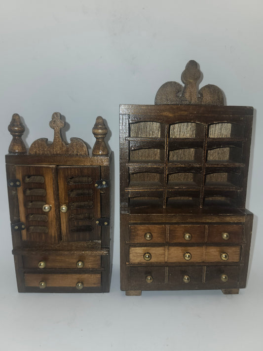 ~Miniature~ Vintage Desk Hutch & Dresser Doll Furniture