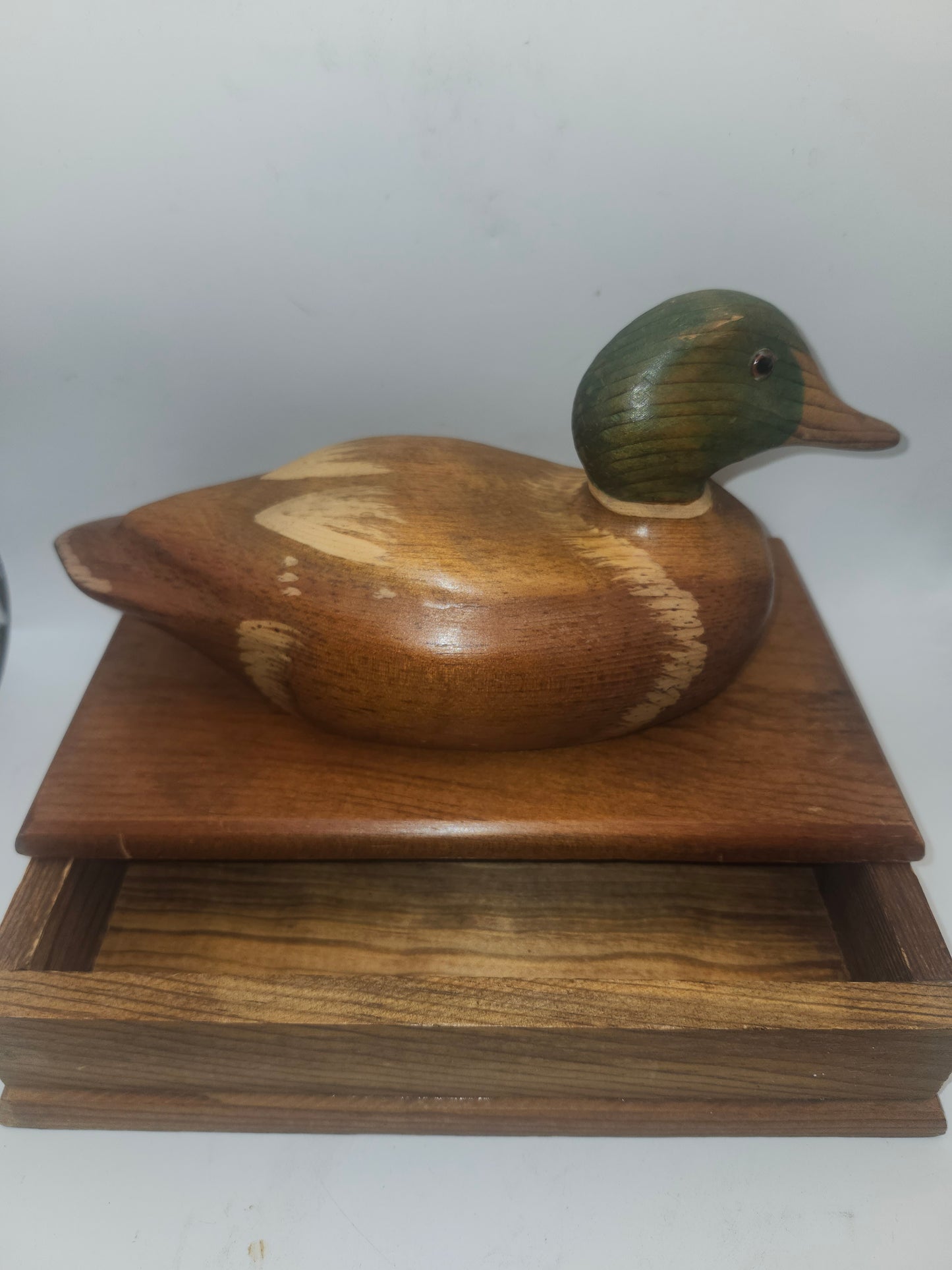 ~Folk Art~ Hand-Carved & Painted Hunting Decoy Box