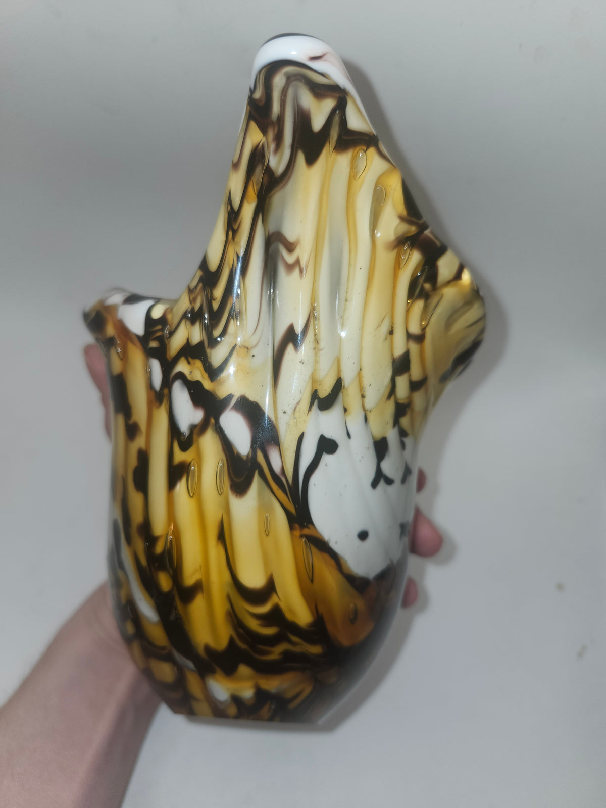 ~Murano Style~ Glass Multi-Color Shell Sculpture / Vase