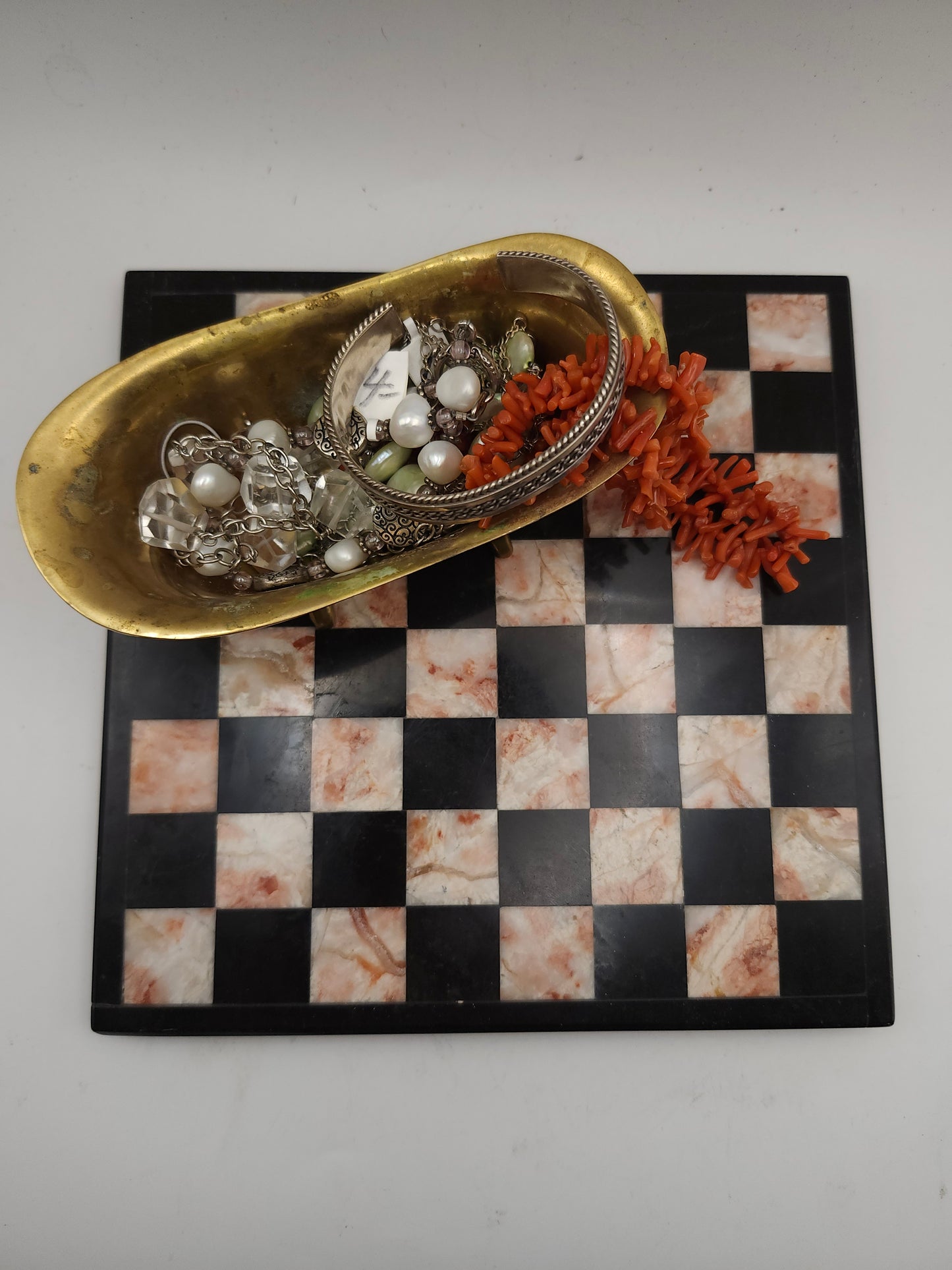~Inlaid Marble~ Chessboard Plate / Tray