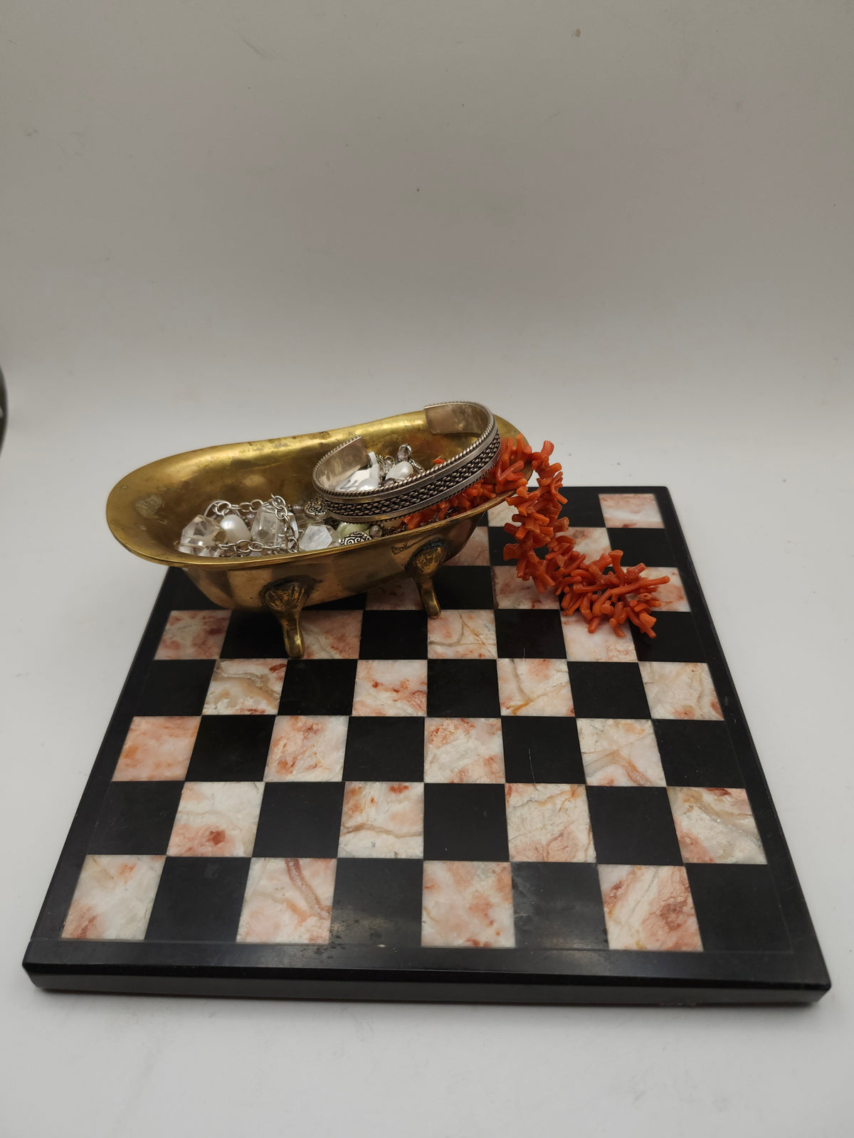 ~Inlaid Marble~ Chessboard Plate / Tray