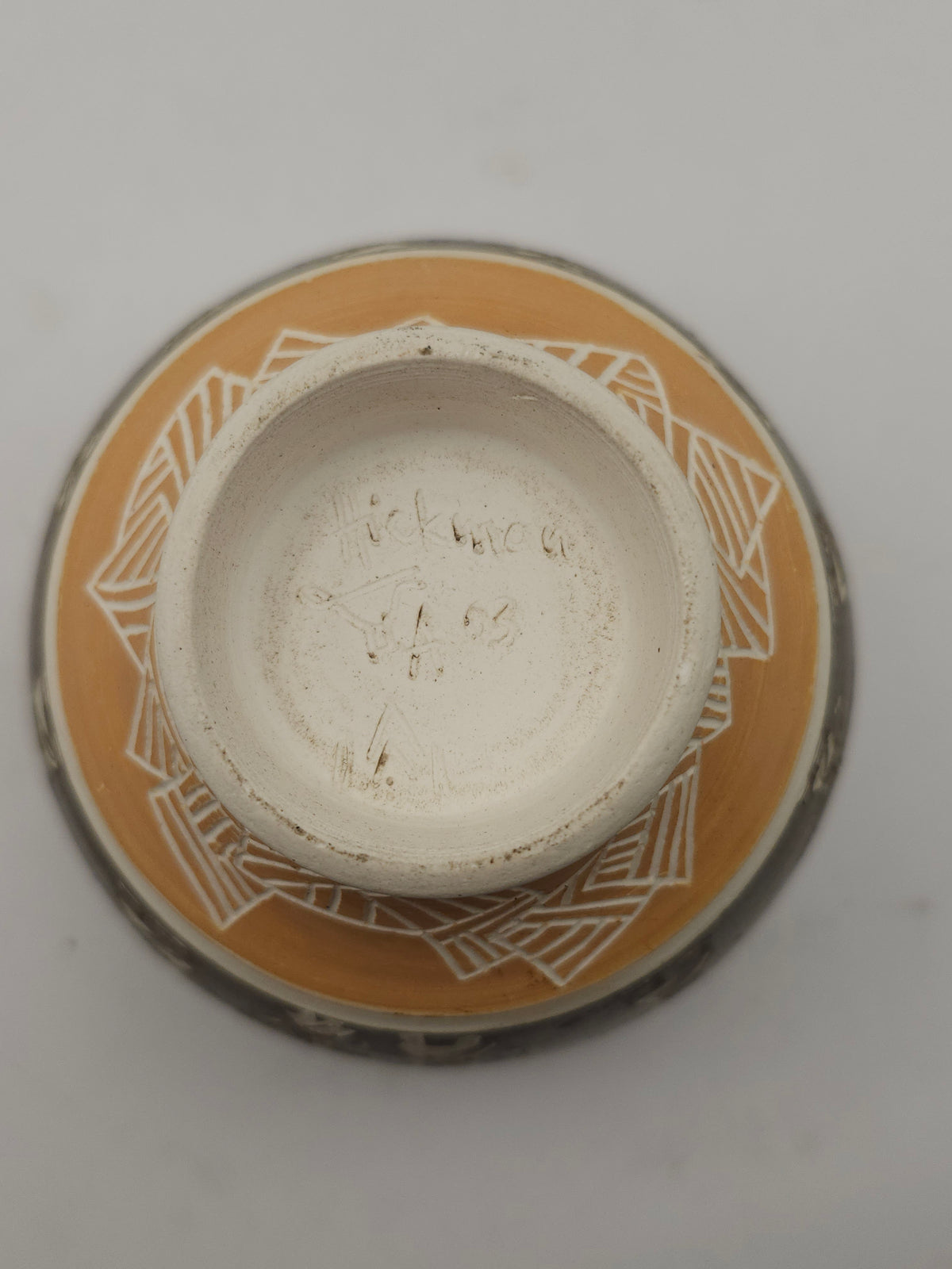 ~Folk Art~ By Neville Hickman Sgraffito Bowl Circa 2003