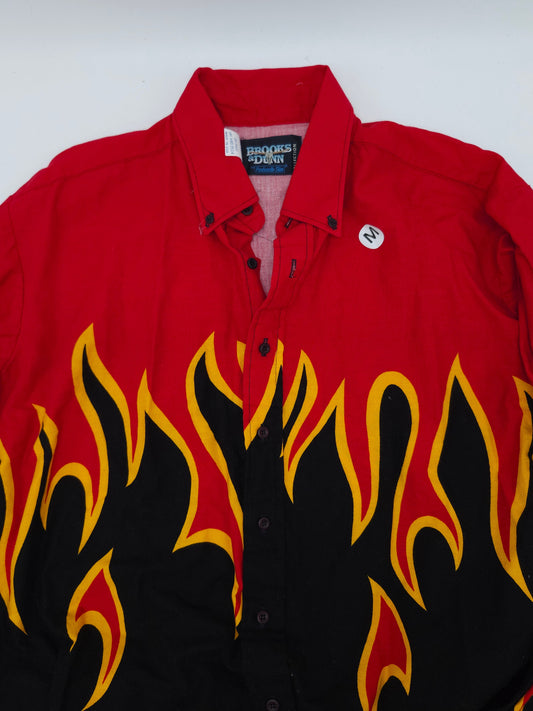 *Vintage* Brooks & Dunn 90s/Y2K Flame Shirt Men's L
