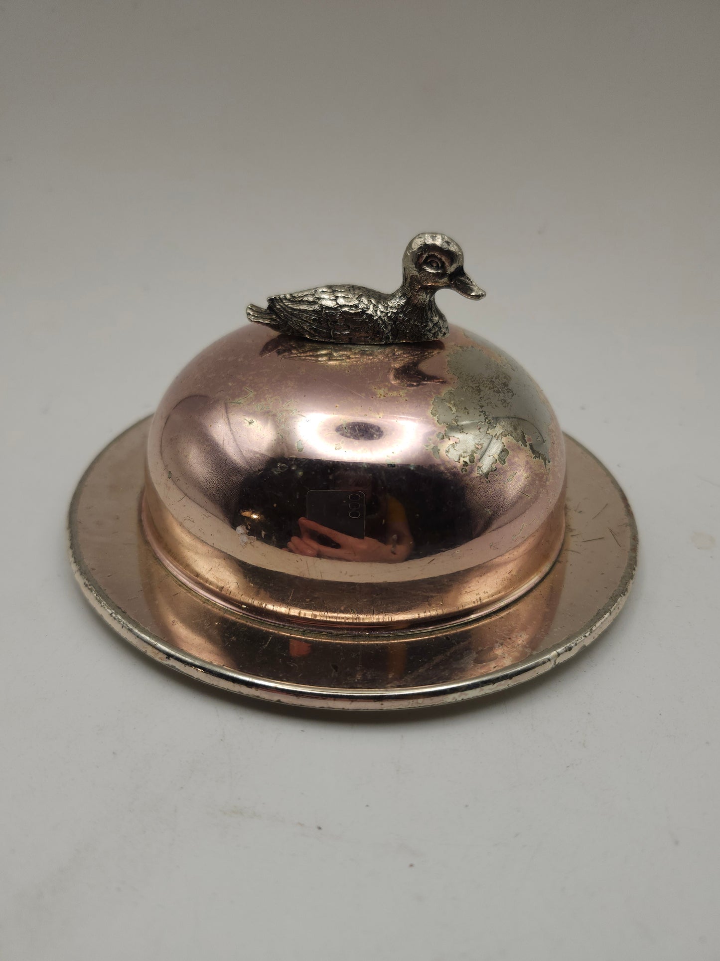 Silverplated Lidded Dish / Ash Tray with Duck Handle