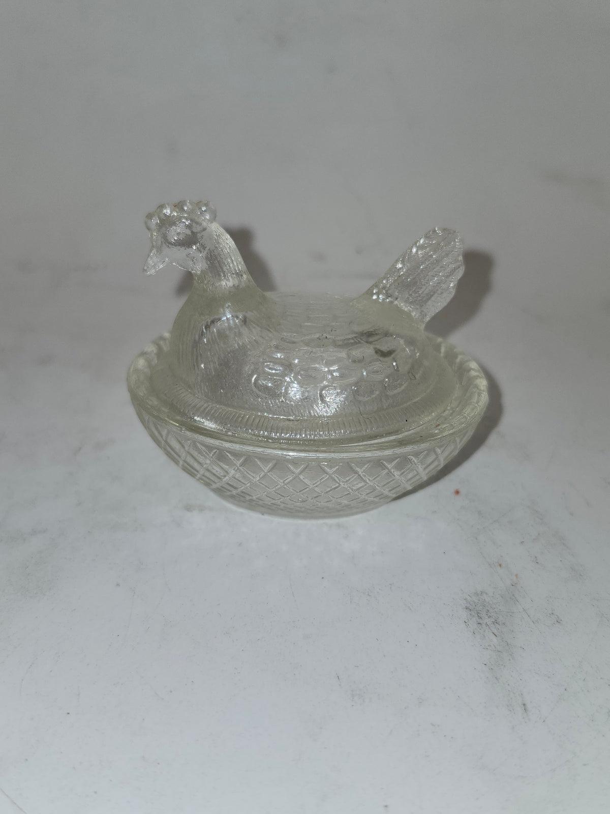 *Miniature* Hen-On-Nest Lidded Glass Dish