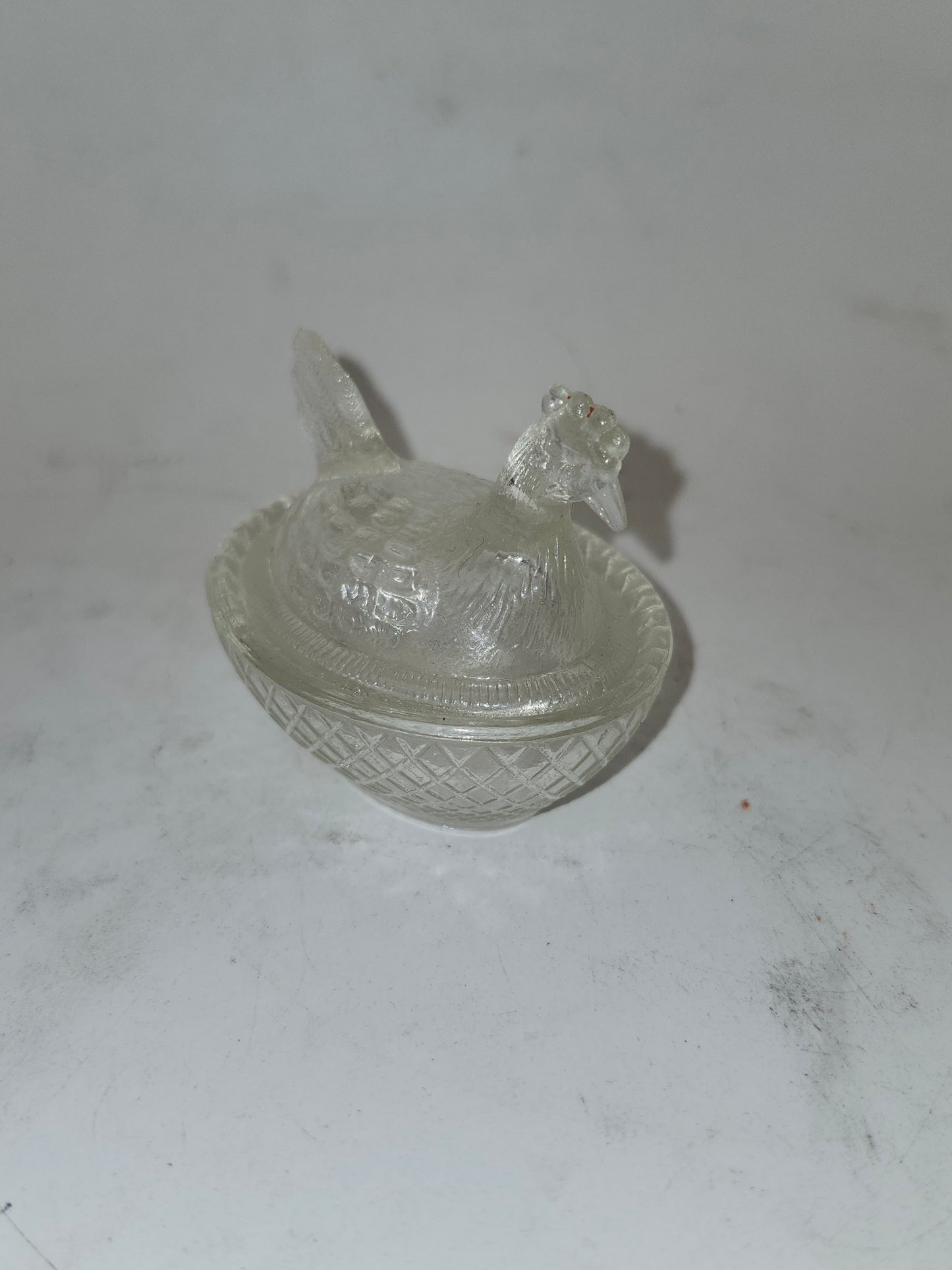 *Miniature* Hen-On-Nest Lidded Glass Dish