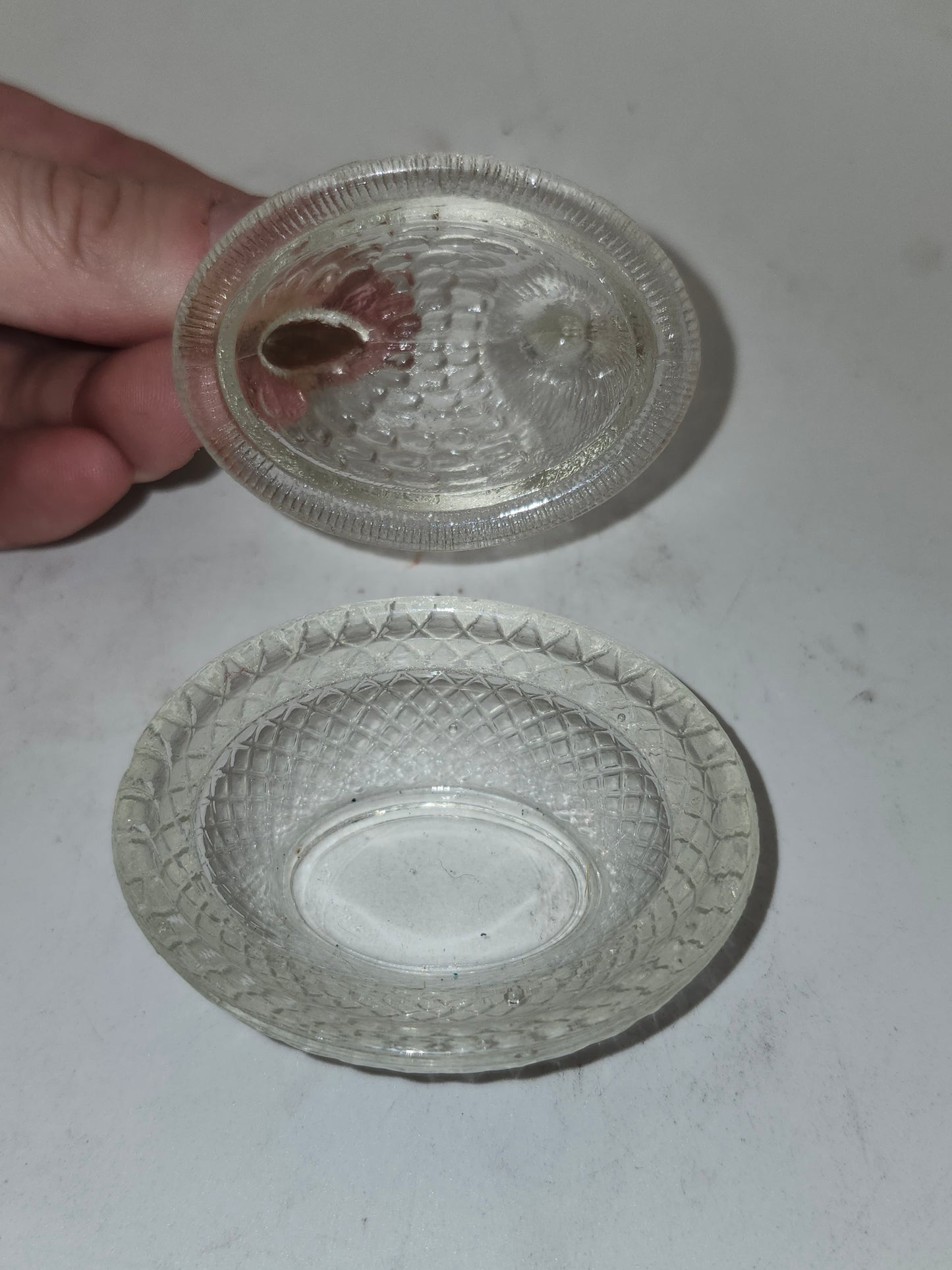 *Miniature* Hen-On-Nest Lidded Glass Dish