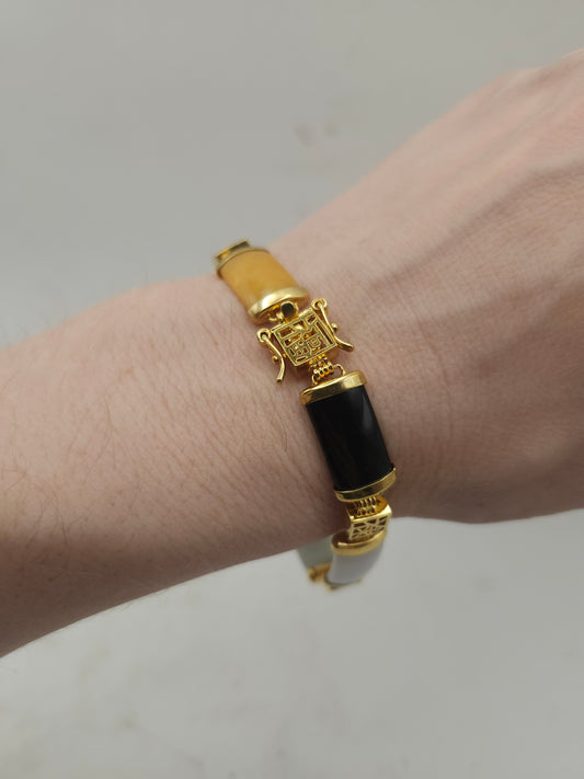 -14K- Gold-Plated Multi-Color Gemstone Link Bracelet
