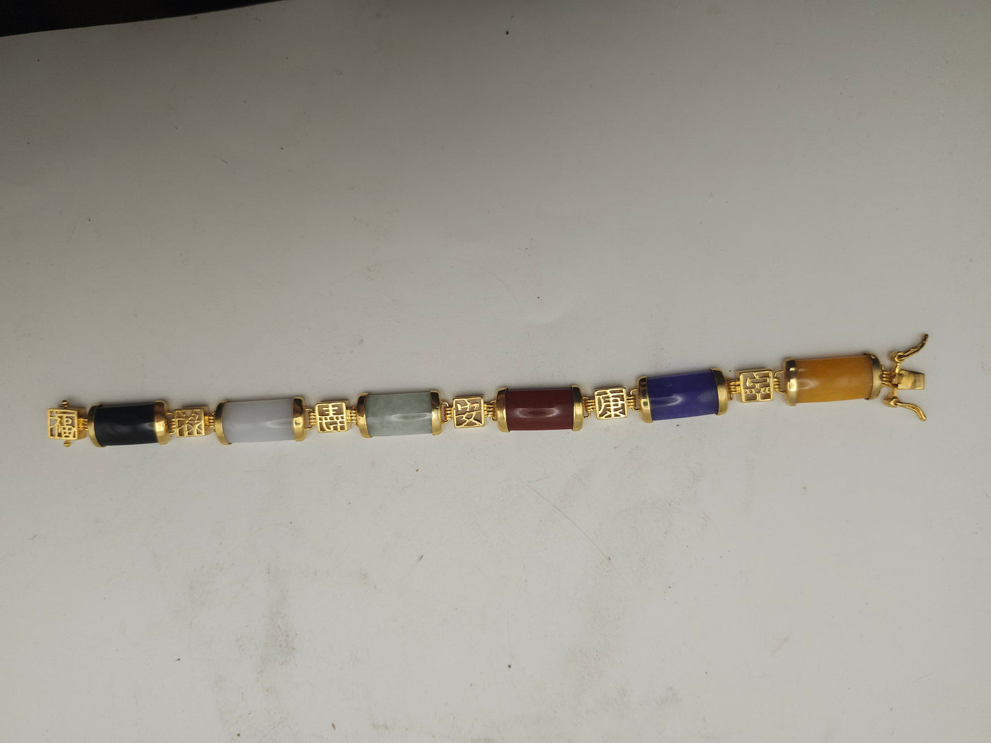-14K- Gold-Plated Multi-Color Gemstone Link Bracelet