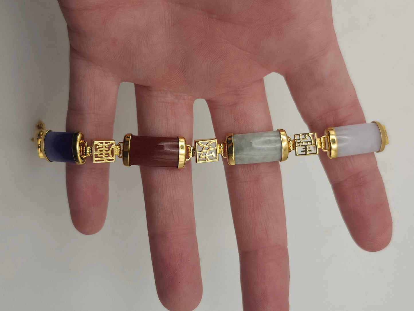 -14K- Gold-Plated Multi-Color Gemstone Link Bracelet