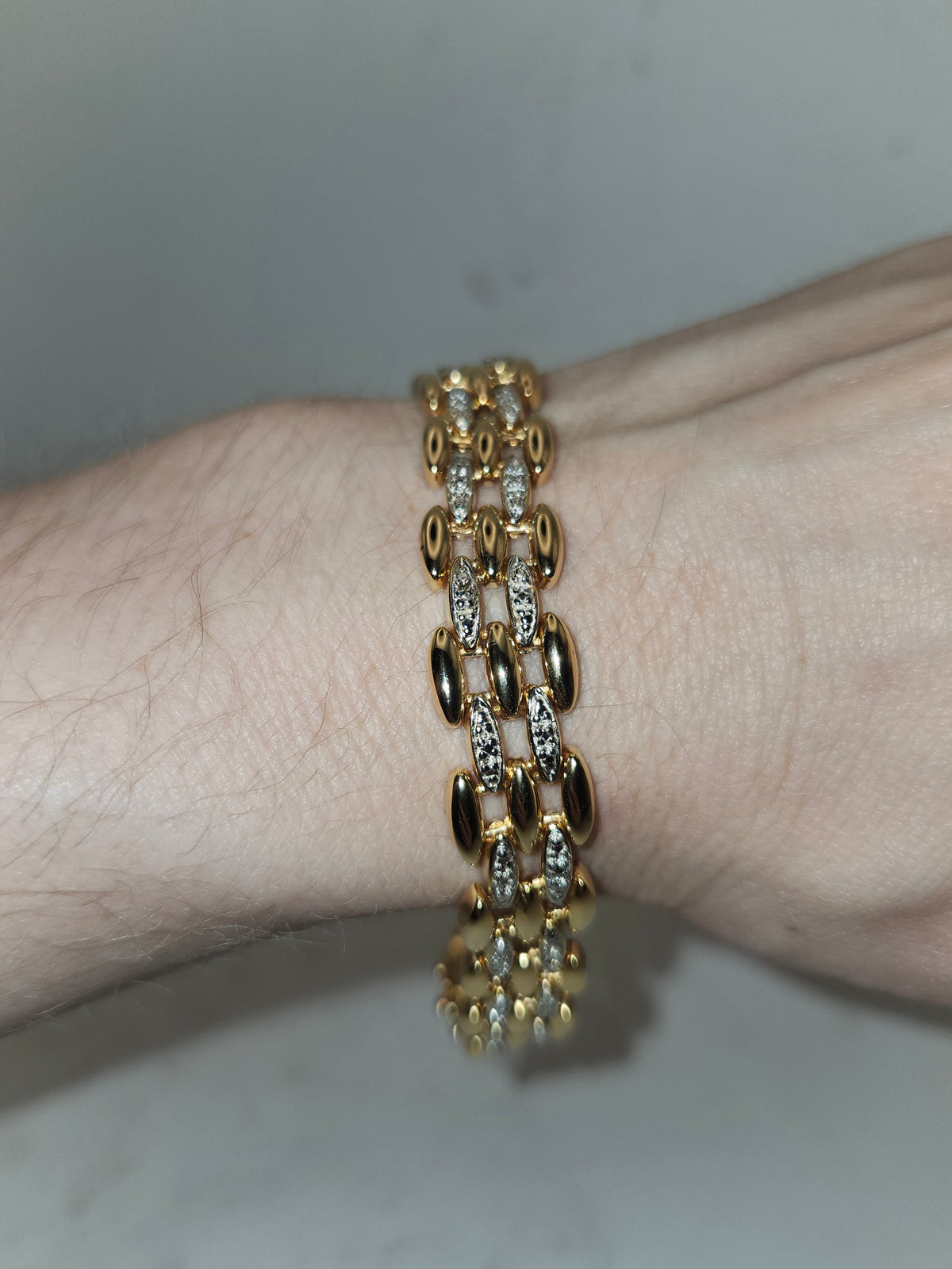 -925- Gold Plated Diamond Link Bracelet