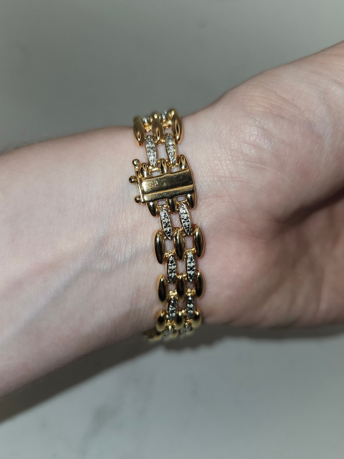 -925- Gold Plated Diamond Link Bracelet