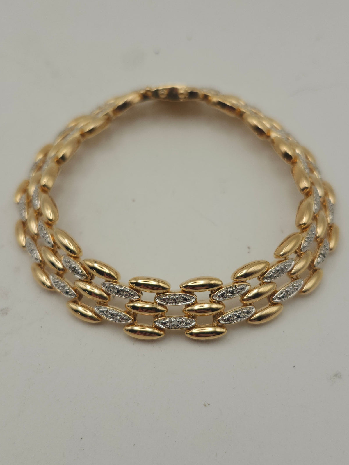 -925- Gold Plated Diamond Link Bracelet