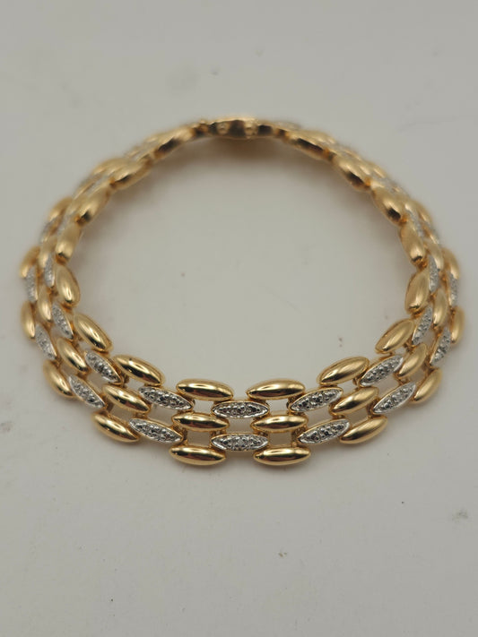 -925- Gold Plated Diamond Link Bracelet