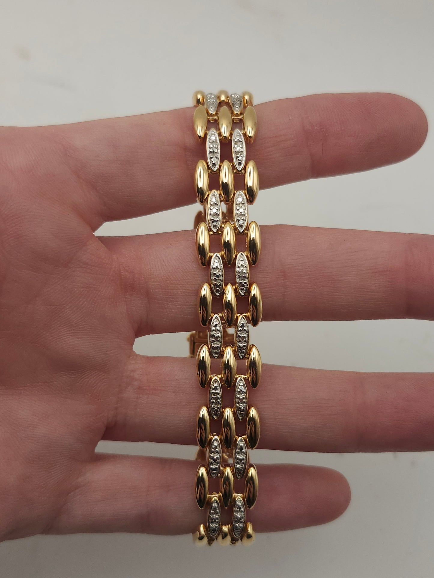 -925- Gold Plated Diamond Link Bracelet