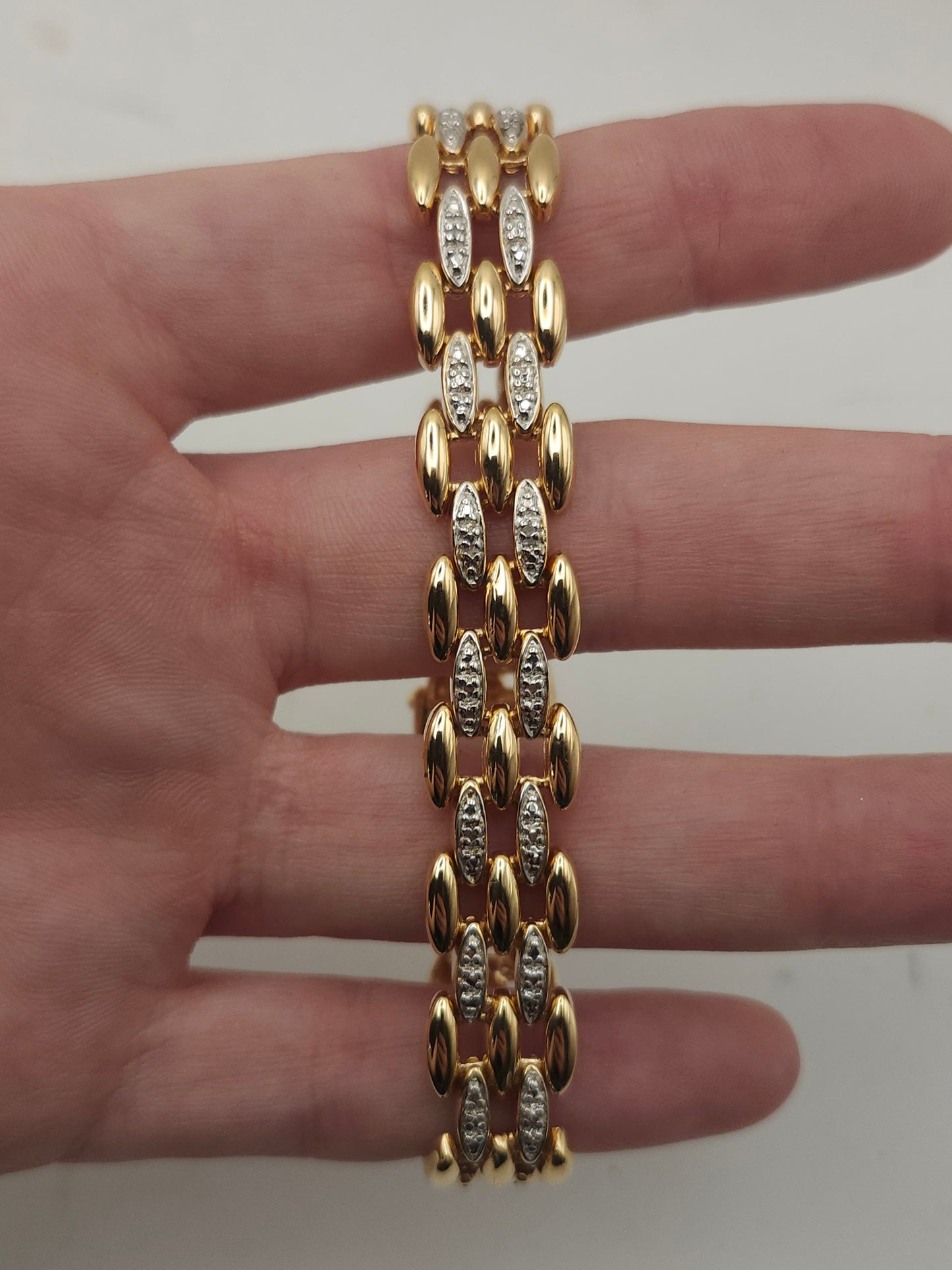 -925- Gold Plated Diamond Link Bracelet