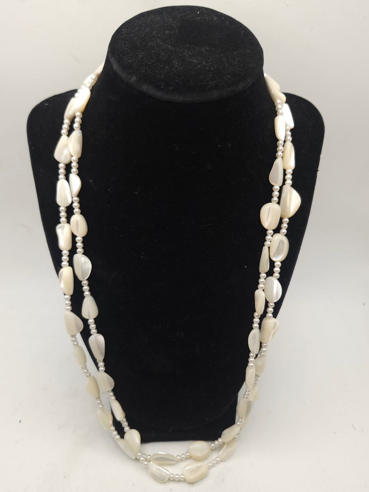 -Mother of Pearl- Natural Pearl Beaded Statement Necklace