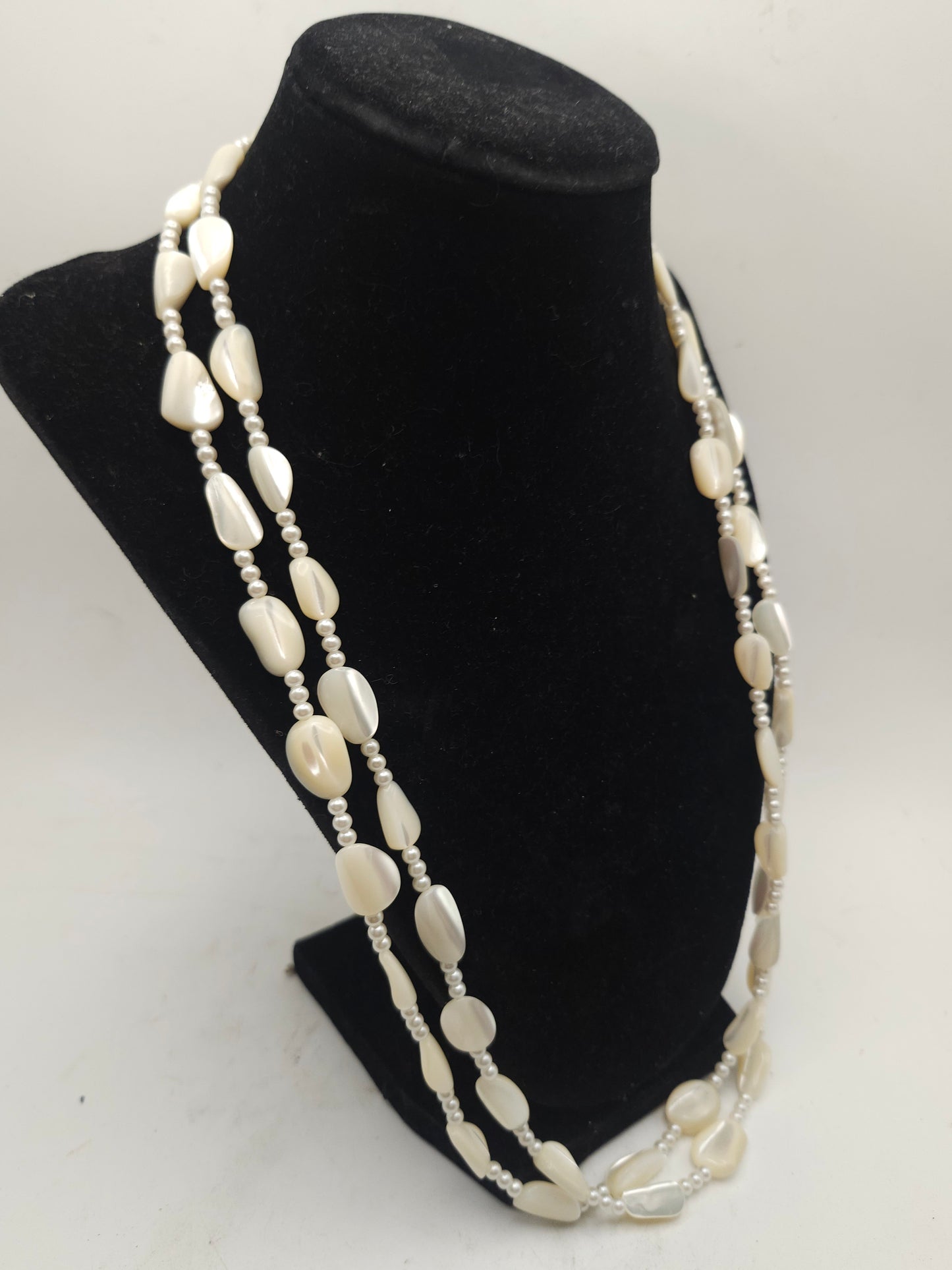 -Mother of Pearl- Natural Pearl Beaded Statement Necklace