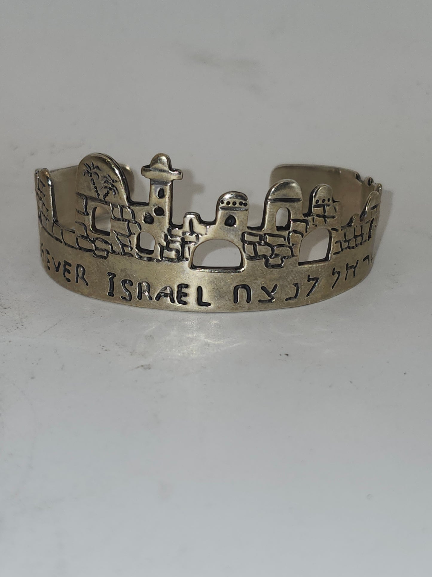 -925- Sterling "Forever Israel" Cuff Bangle Bracelet by Hadaya