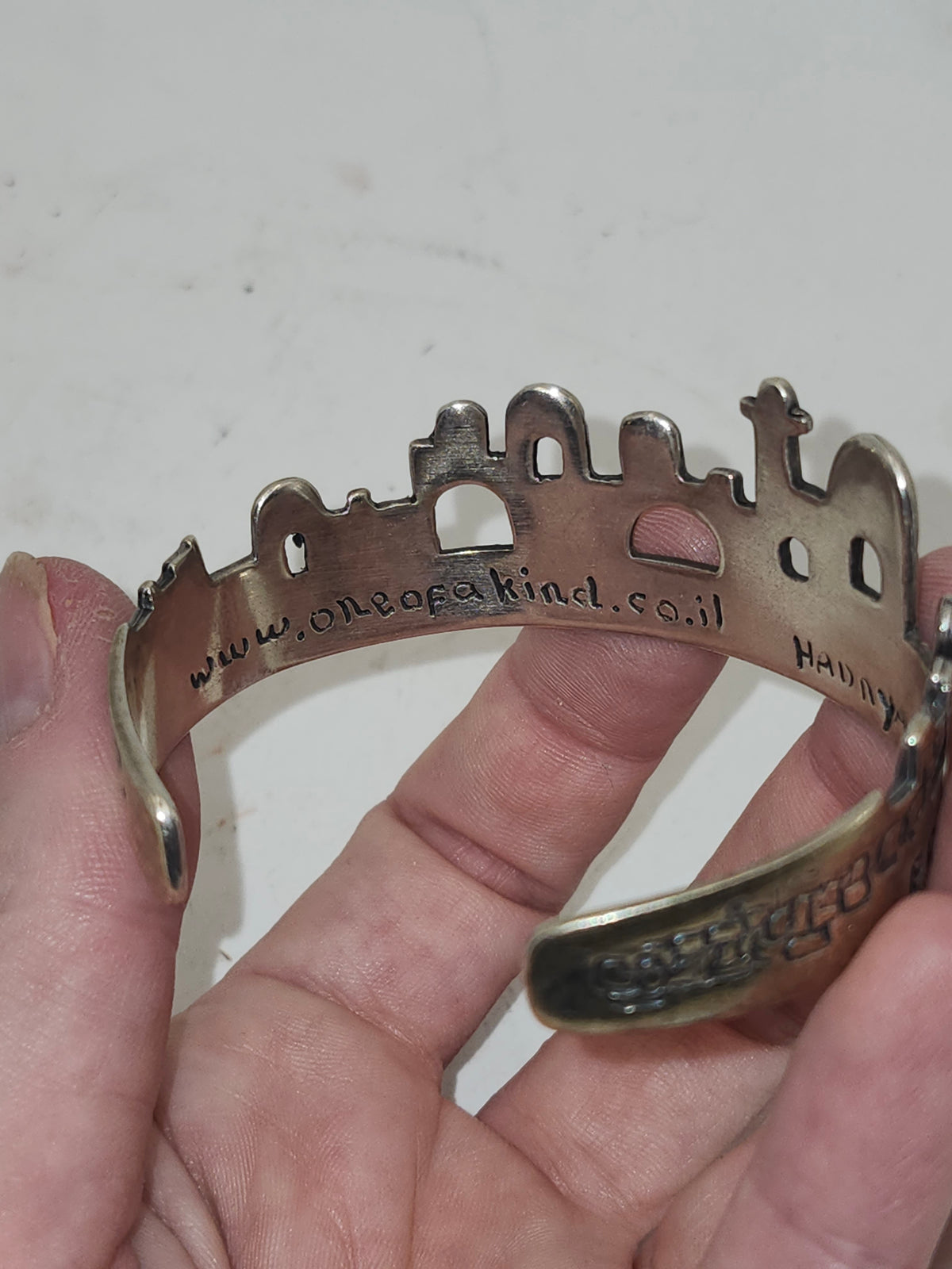 -925- Sterling "Forever Israel" Cuff Bangle Bracelet by Hadaya
