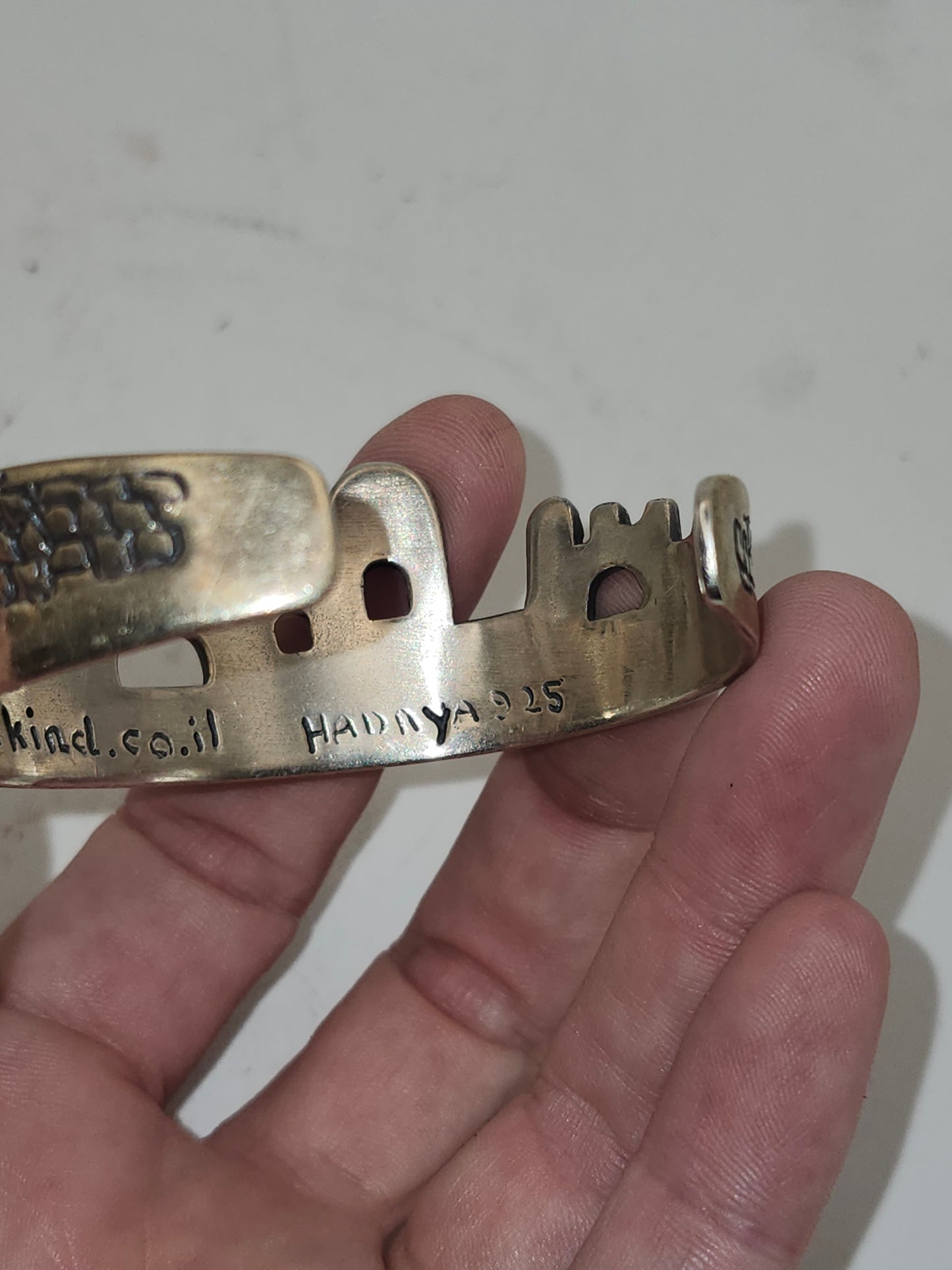 -925- Sterling "Forever Israel" Cuff Bangle Bracelet by Hadaya