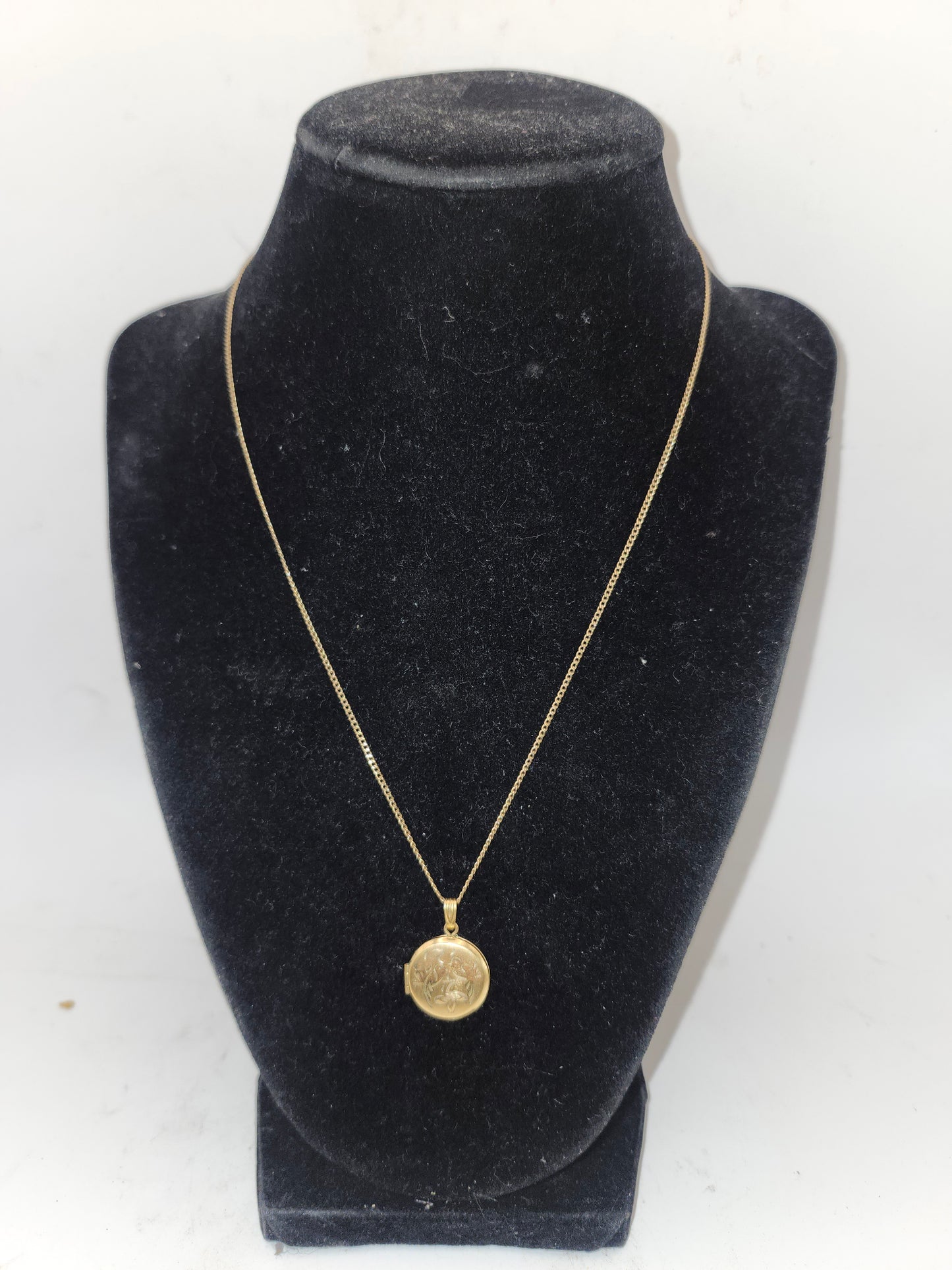 -12K- Gold-Filled Antique Photo Locket & Chain Necklace