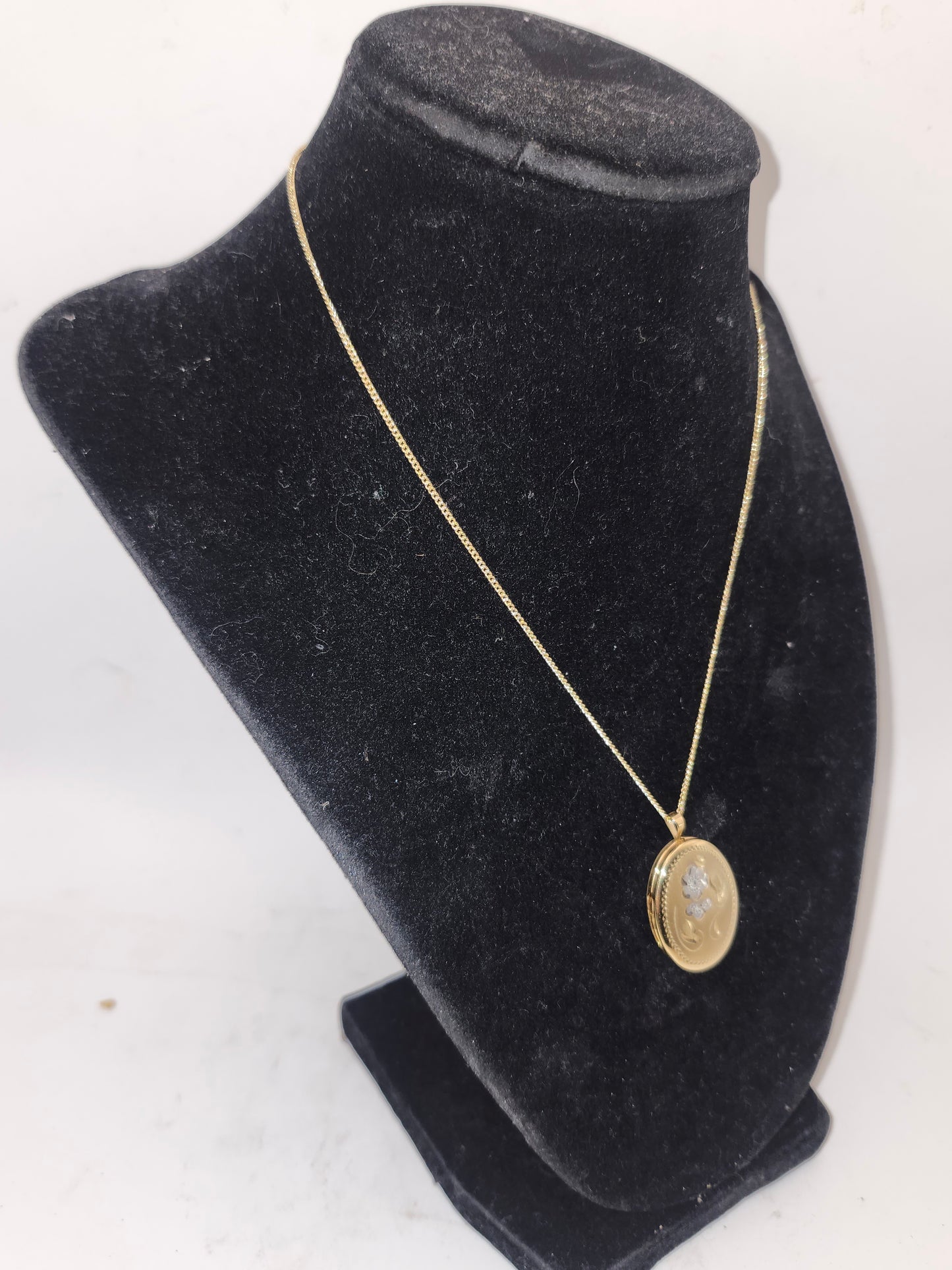 -14K- Gold-Filled Vintage Locket & Gold-Plated Chain Necklace