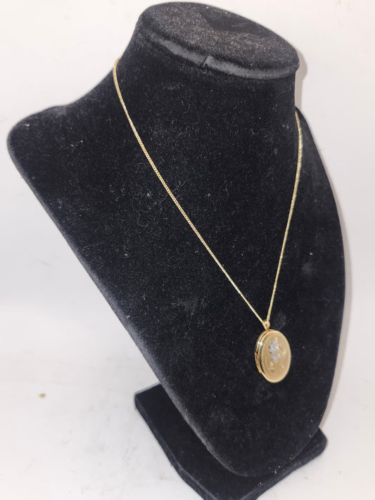 -14K- Gold-Filled Vintage Locket & Gold-Plated Chain Necklace