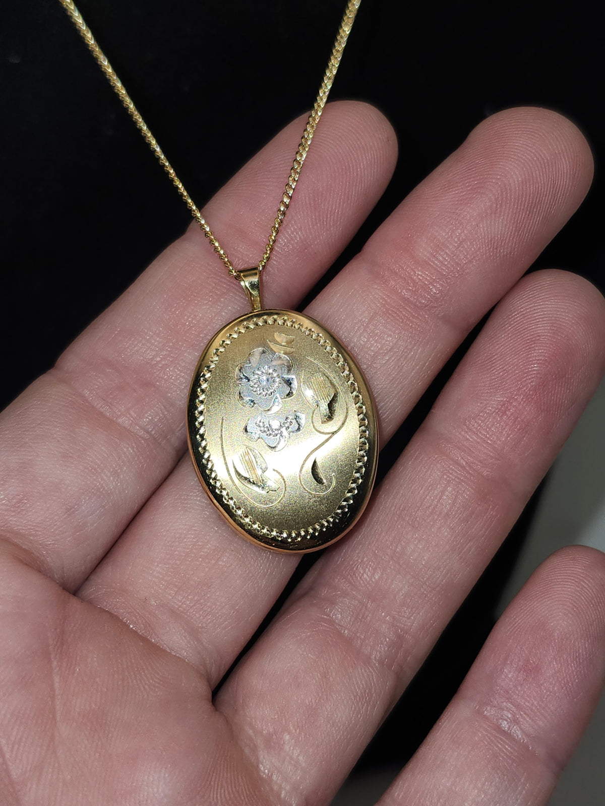 -14K- Gold-Filled Vintage Locket & Gold-Plated Chain Necklace