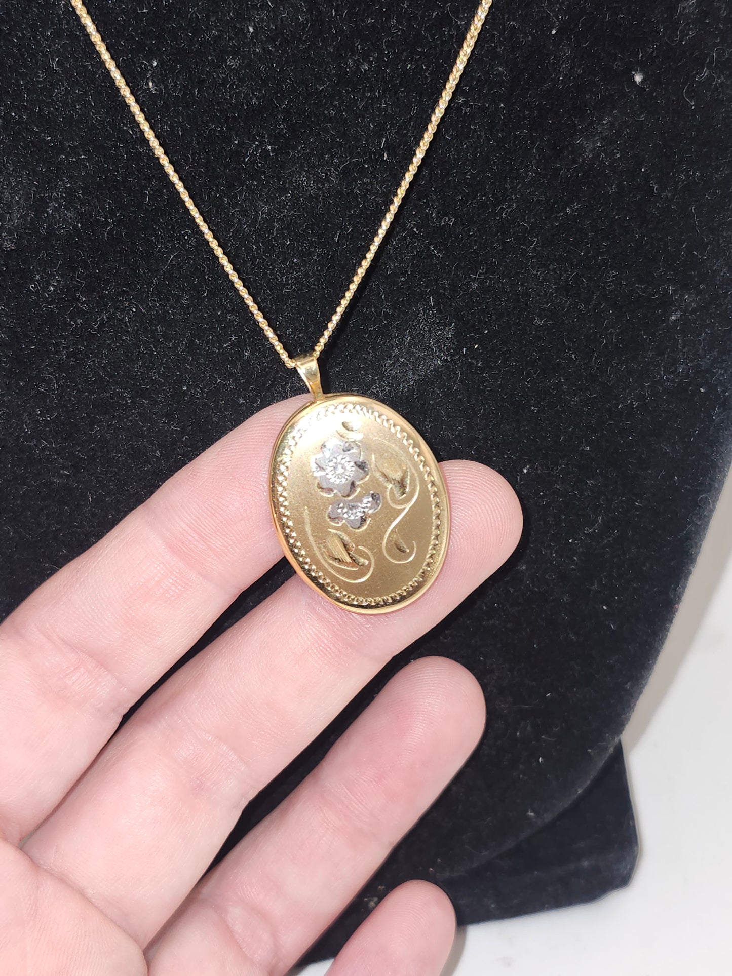 -14K- Gold-Filled Vintage Locket & Gold-Plated Chain Necklace