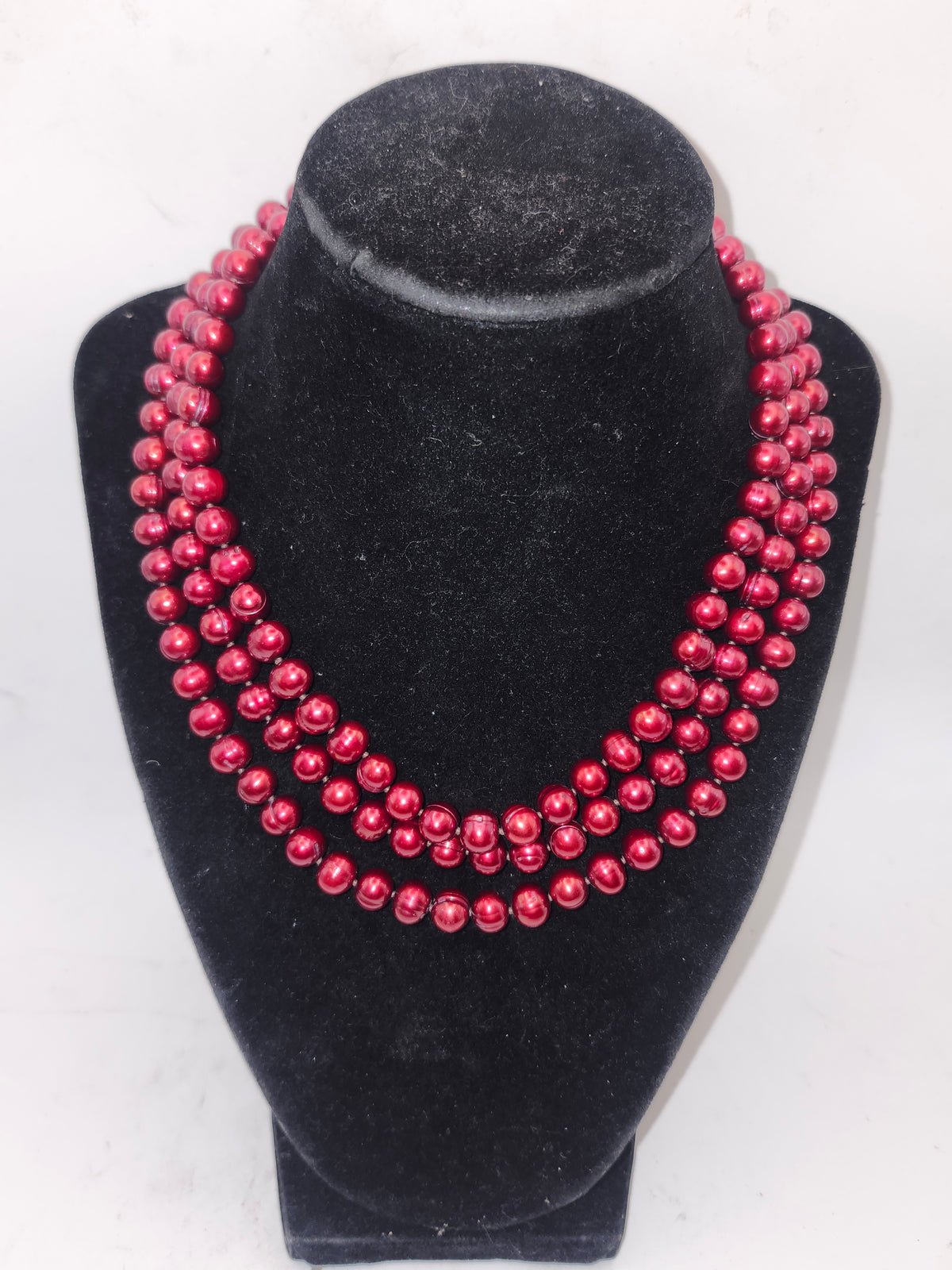 -925- Sterling & Fresh Water Pearl Long Strand Statement Necklace