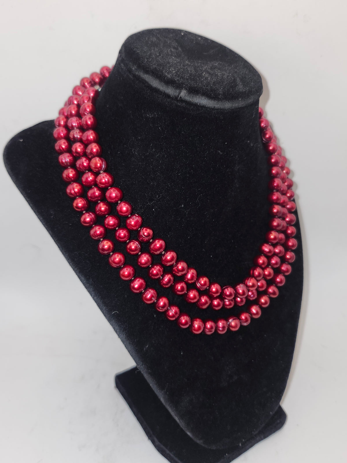 -925- Sterling & Fresh Water Pearl Long Strand Statement Necklace