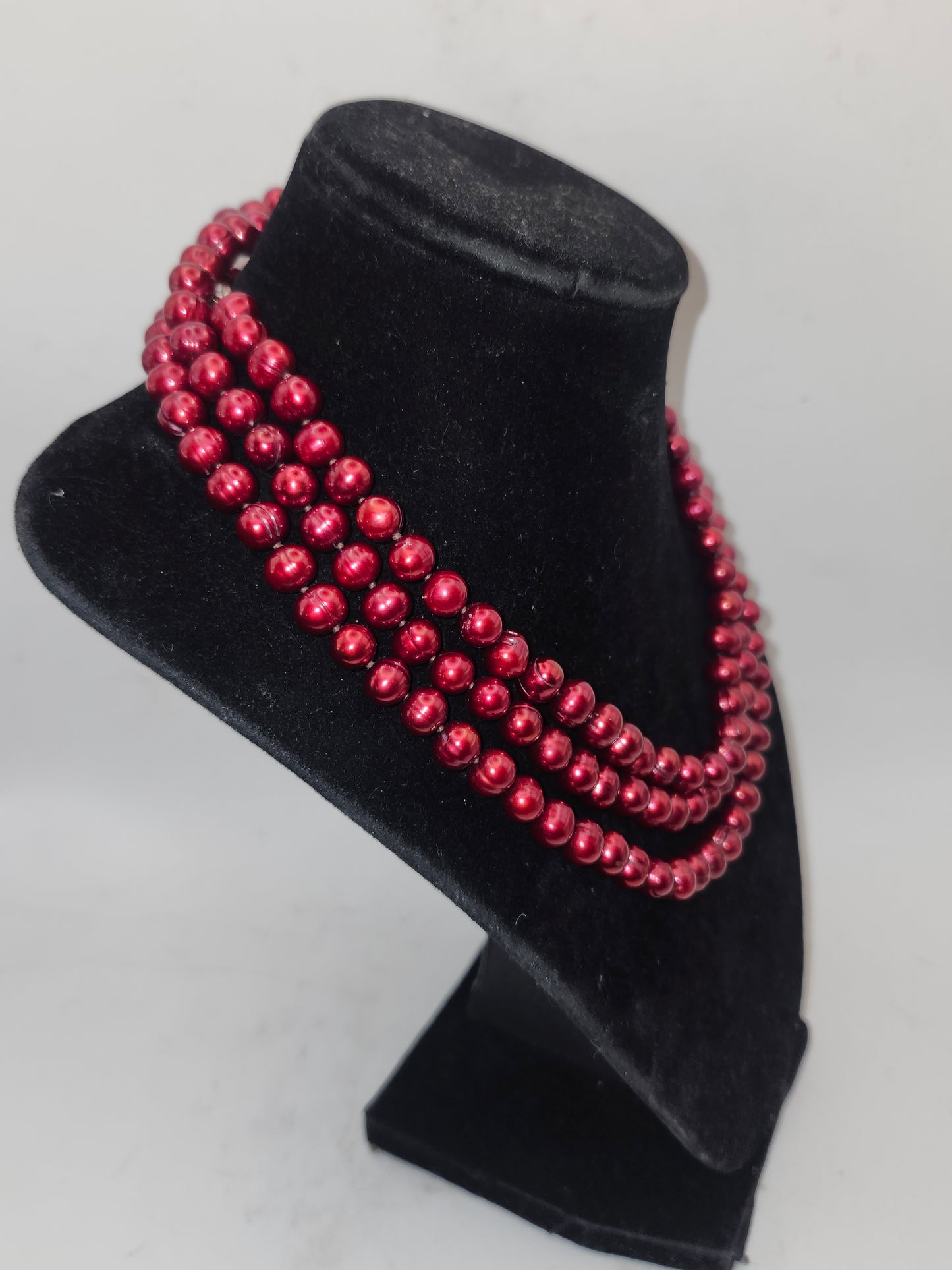 -925- Sterling & Fresh Water Pearl Long Strand Statement Necklace