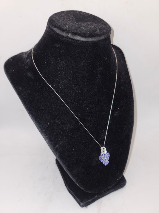 -10K- Diamond & Tanzanite Pendant & Chain Necklace