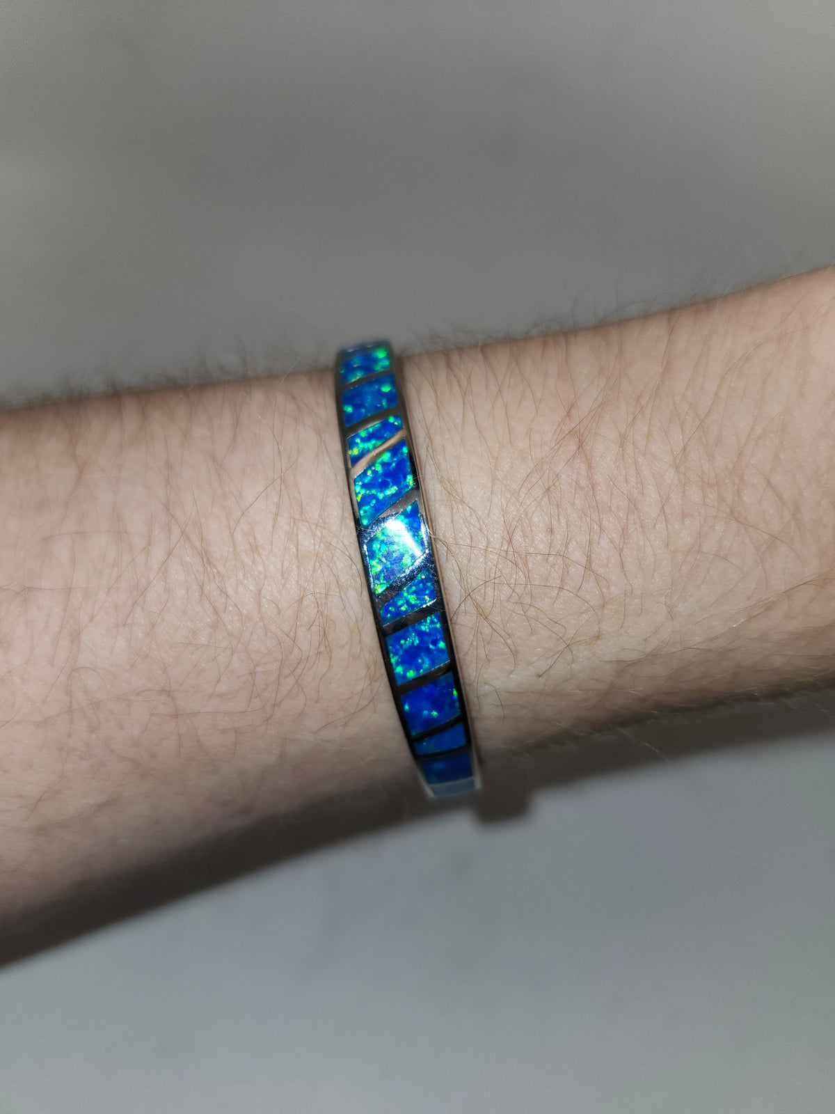 -Opal Inlaid- Cuff Bangle Bracelet