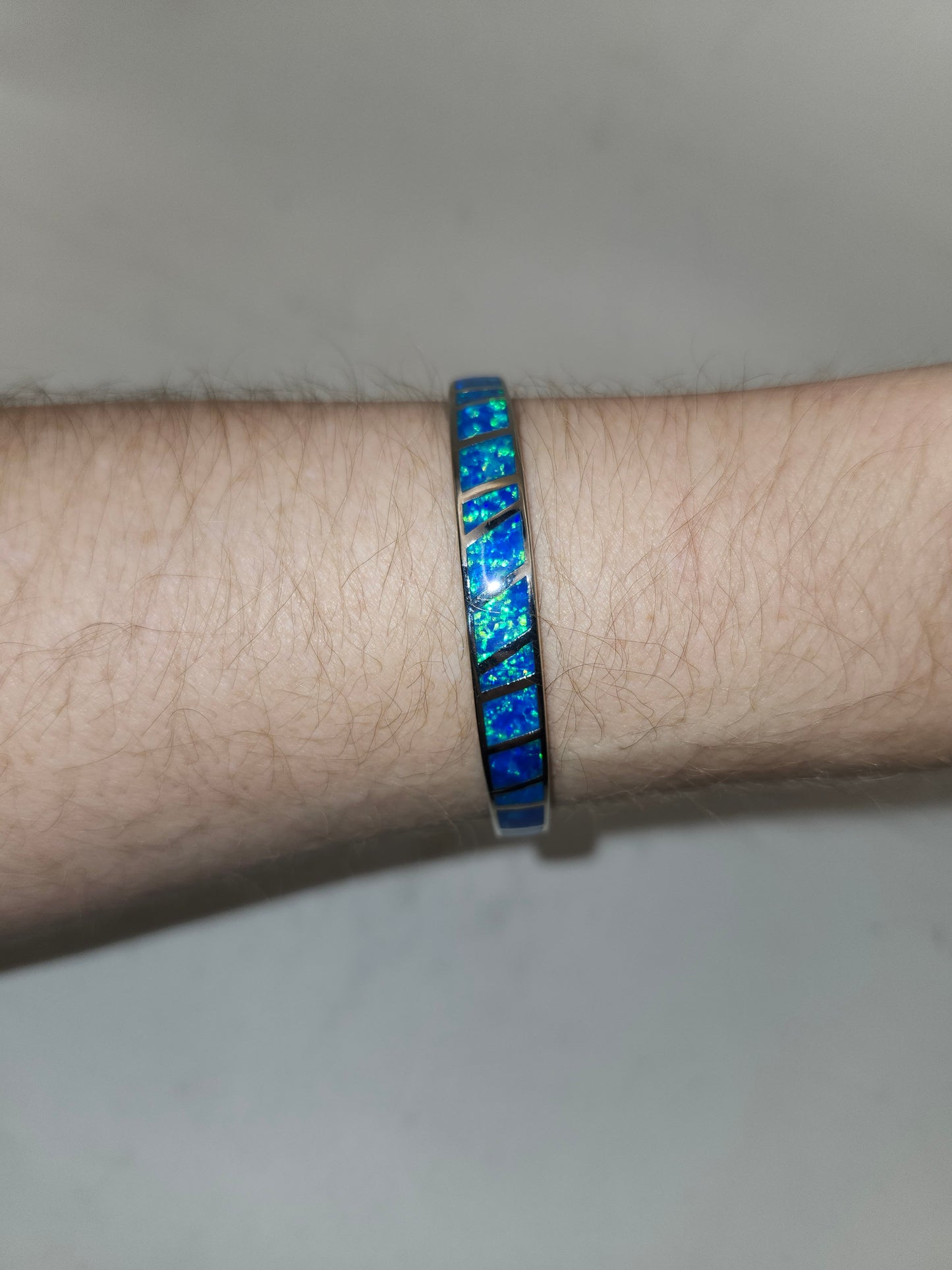 -Opal Inlaid- Cuff Bangle Bracelet